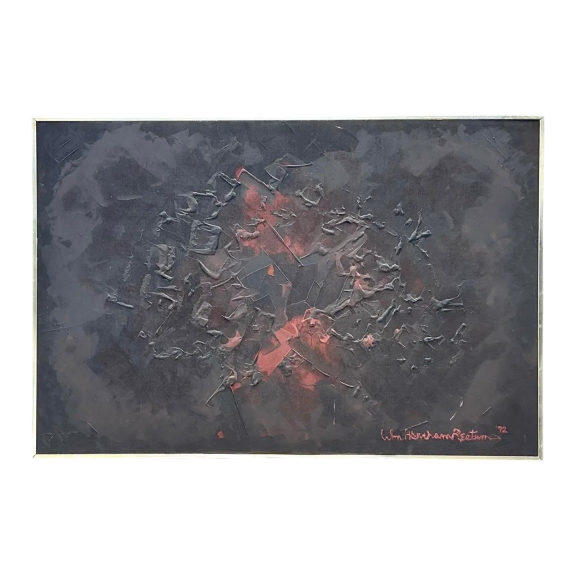 Vintage Monumental 1972 Abstract Textured Painting by William Hertrich