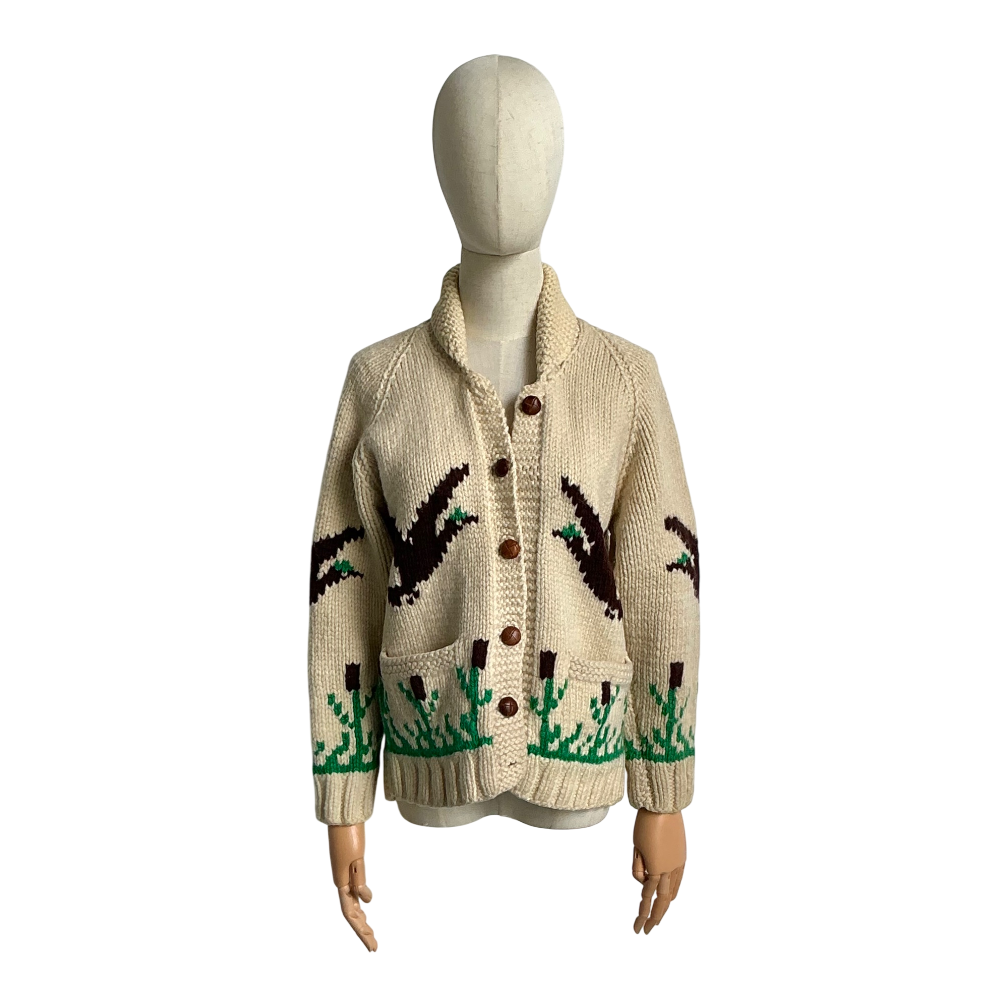 Vintage Hand-Knitted Wool Cardigan