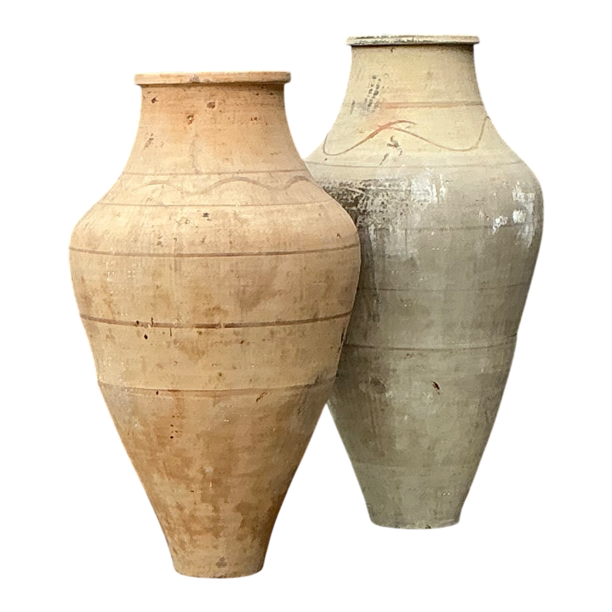 Vintage Monumental Turkish Terracotta Vessels - A Pair