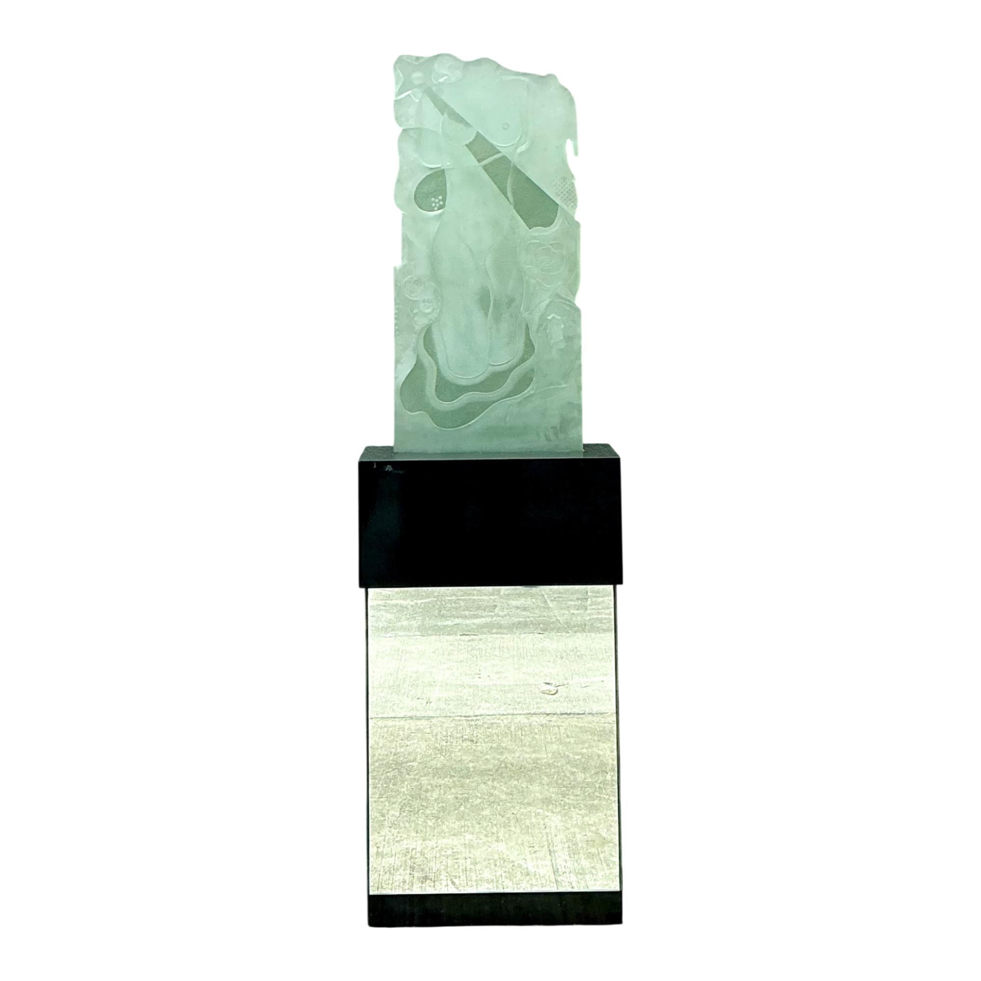 Vintage 1937 Joris Minne Et Albert Algae Frosted Glass Sculpture