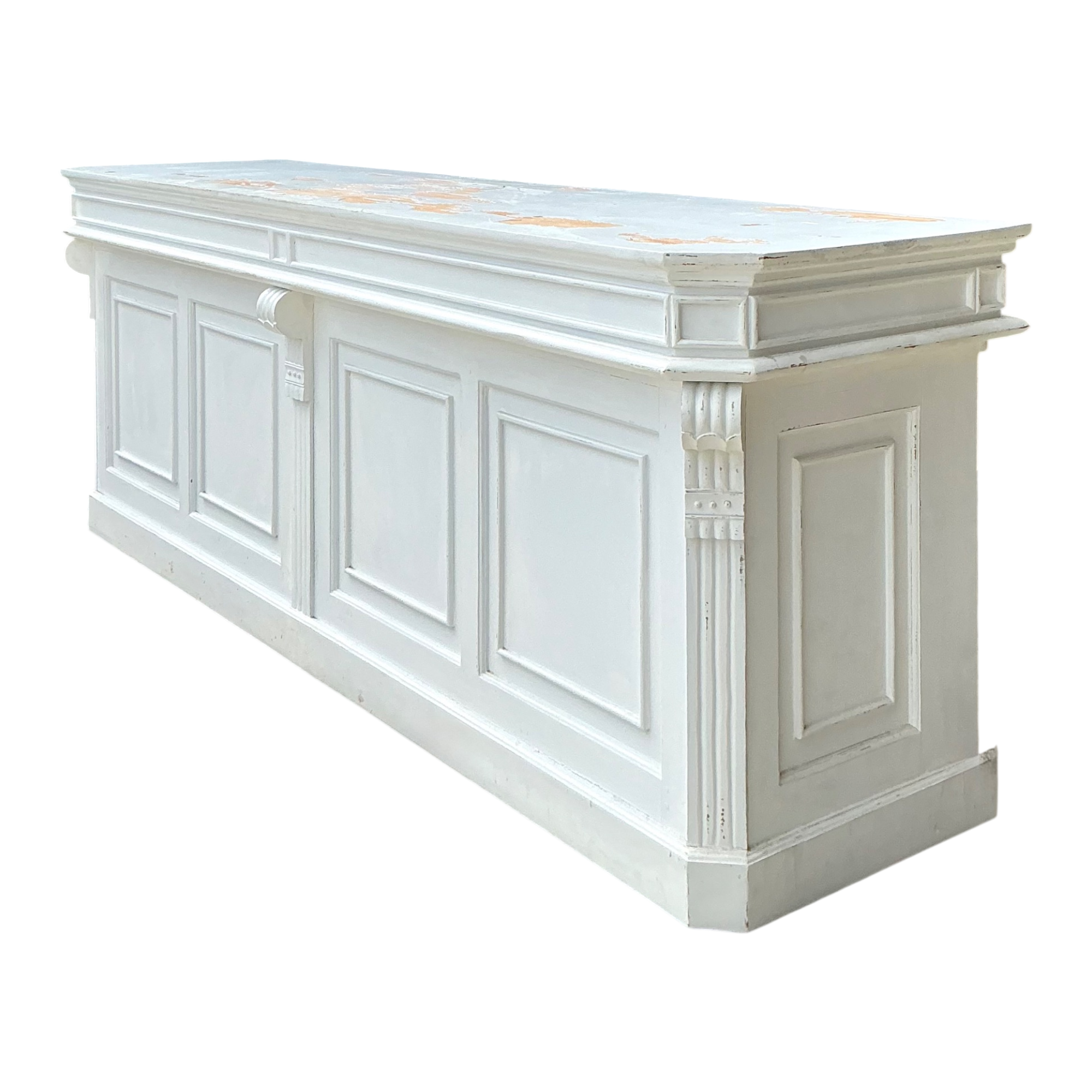 Vintage Architectural Distressed Wood Display Counter