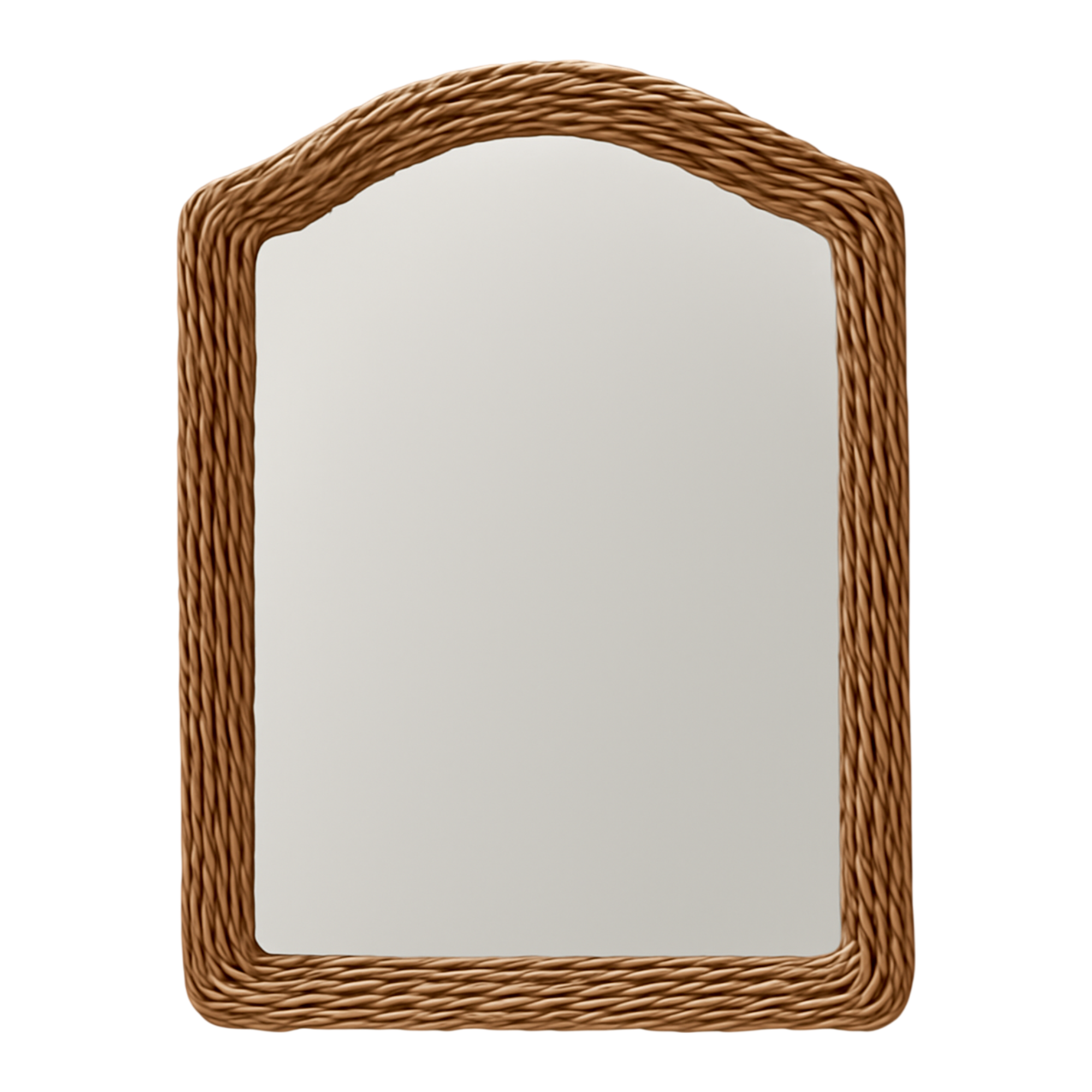 Vintage Arched Rattan Wall Mirror