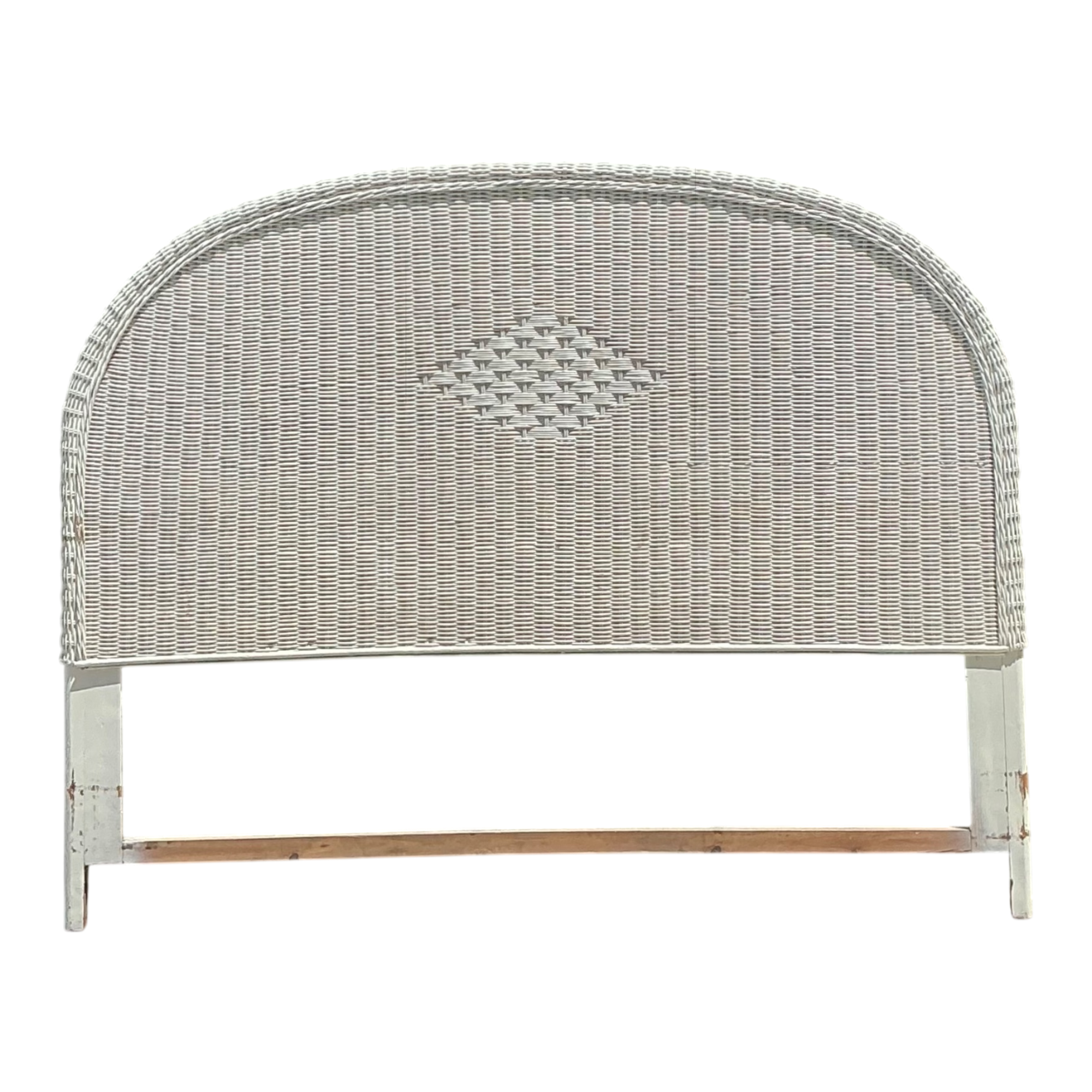Vintage White Rattan Queen Headboard
