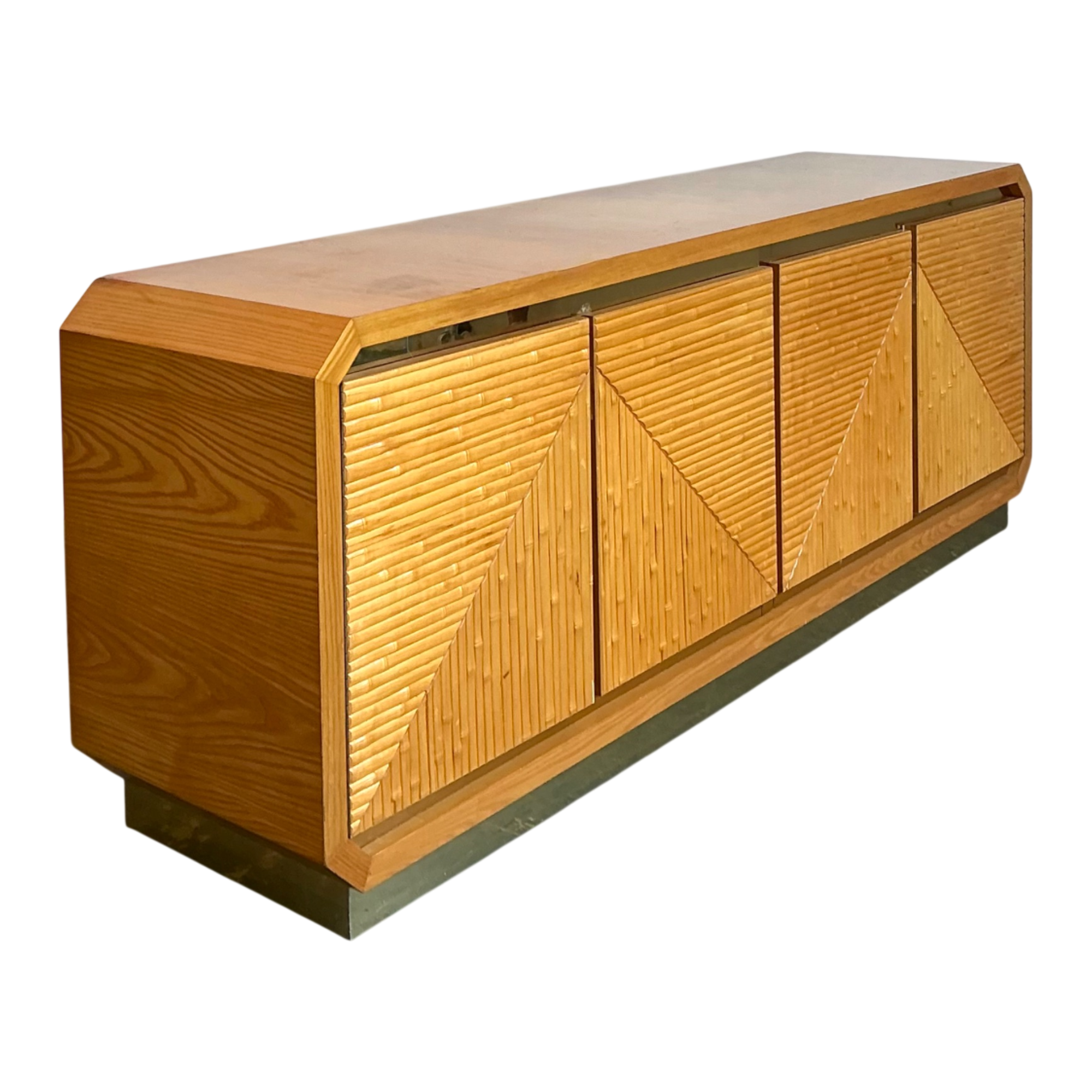 Vintage Geometric Bamboo Credenza