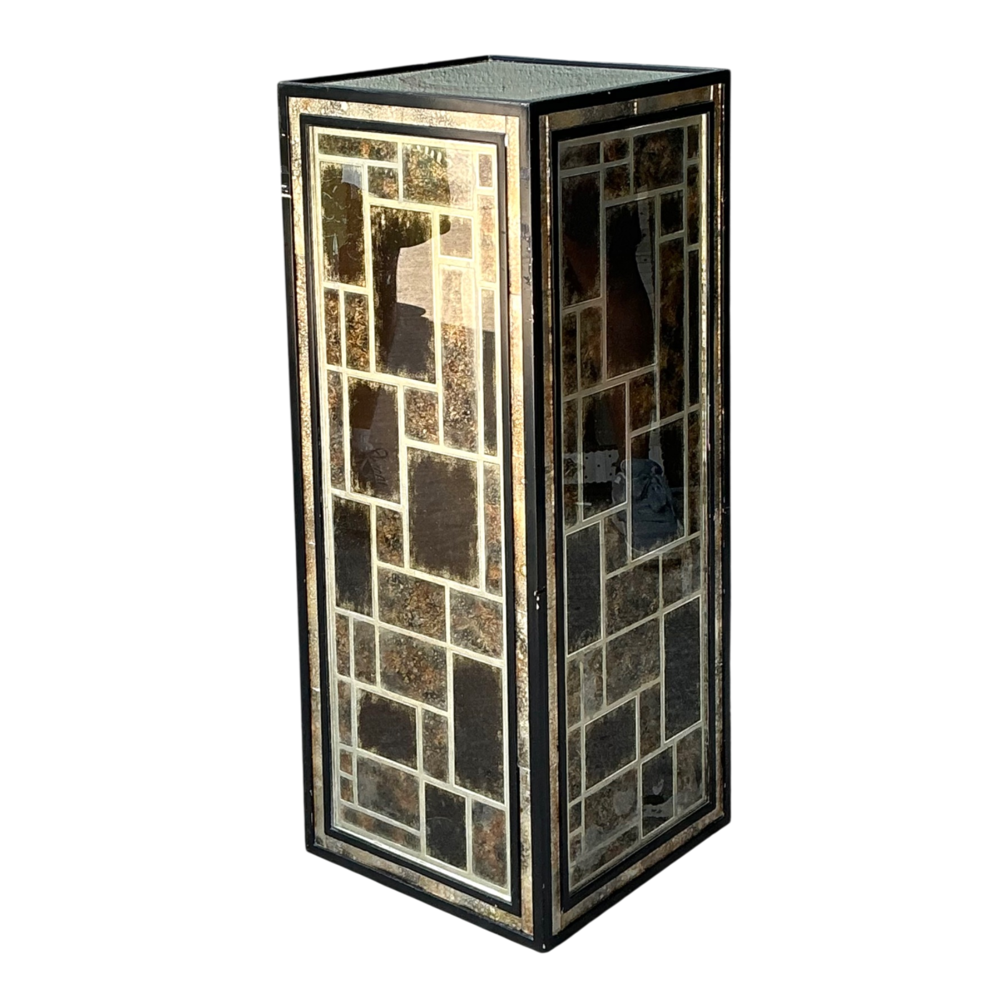 Vintage Eglomise Geometric Glass Pedestal