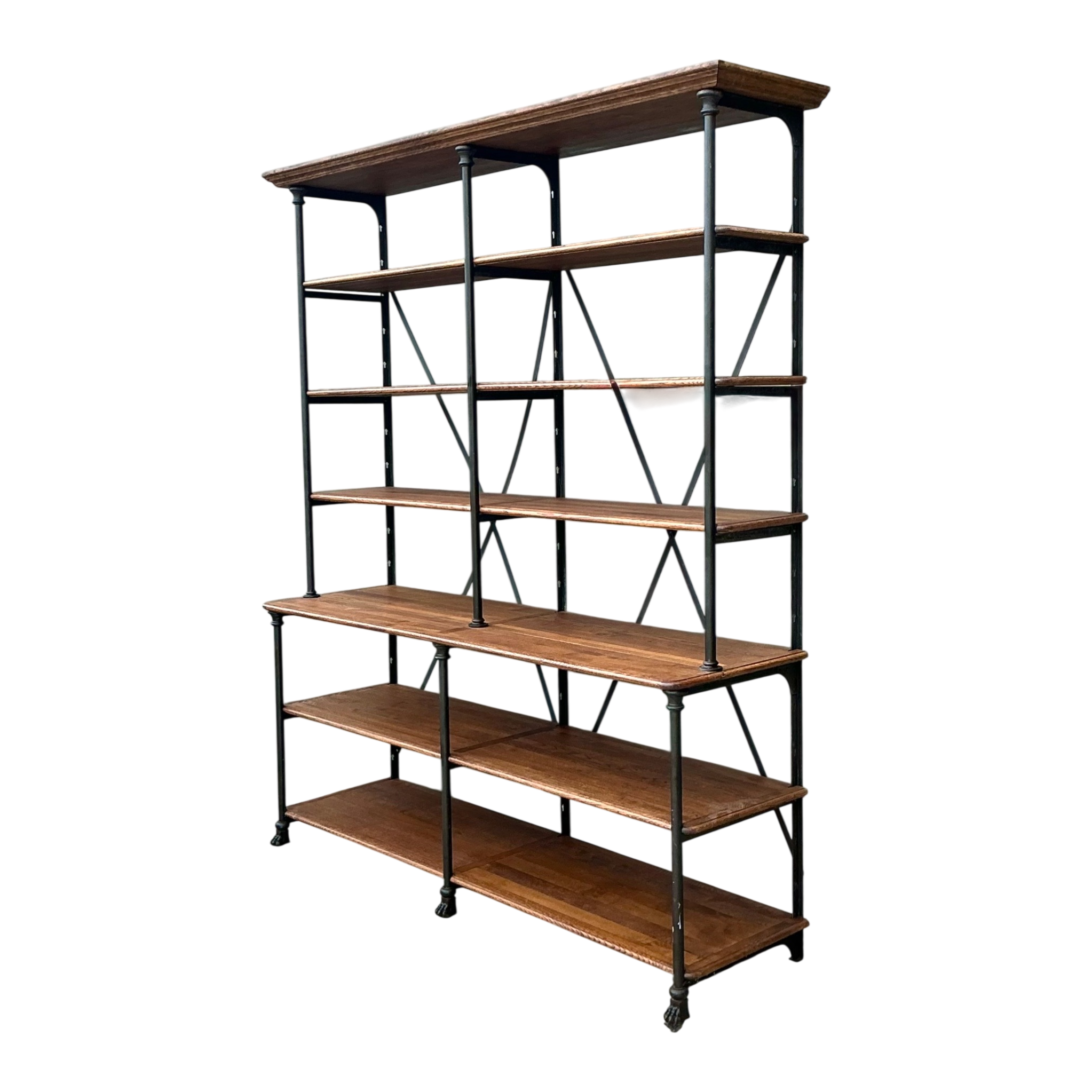 Vintage Industrial Style Metal And Wood Plank Etagere