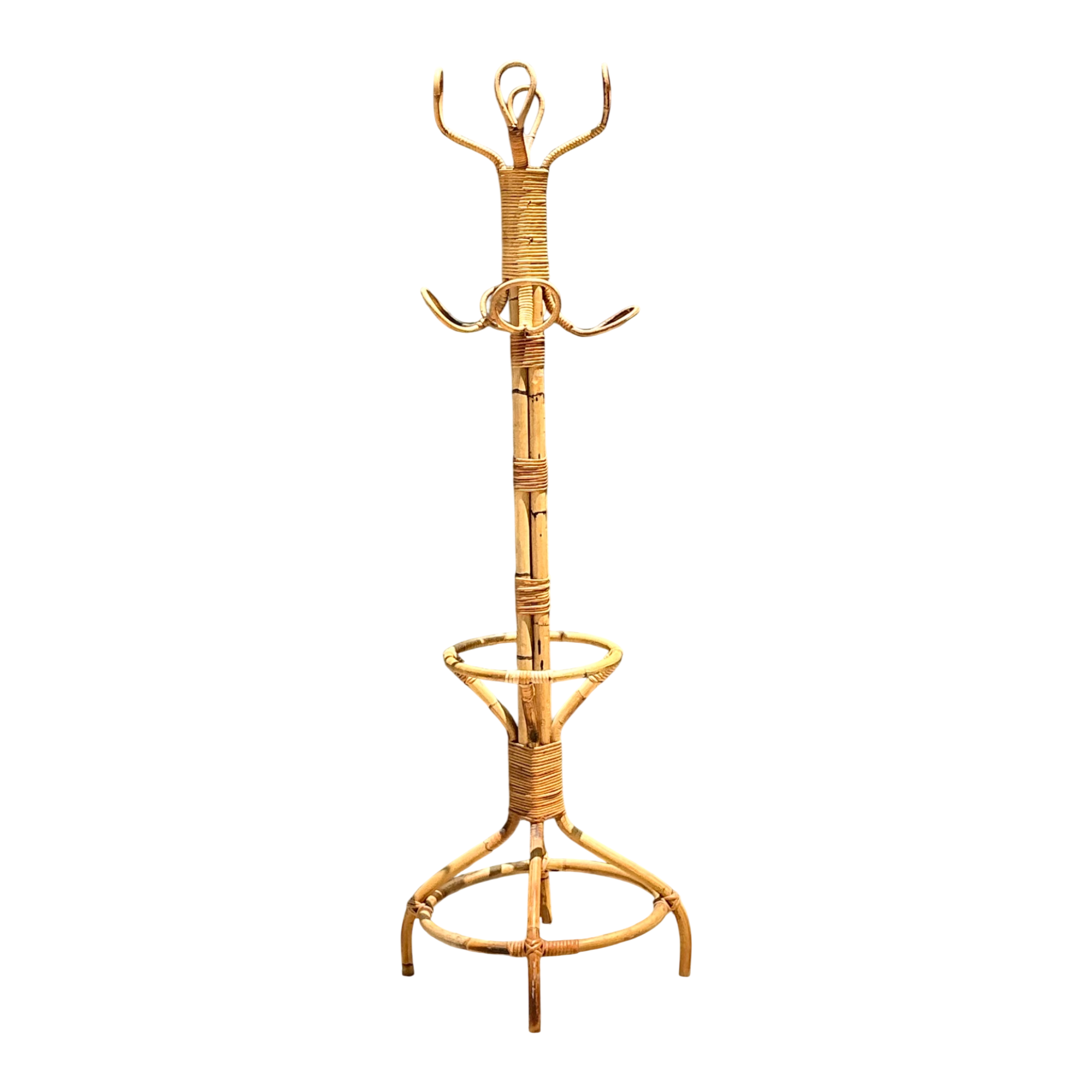 Vintage Italian Rattan Coat Rack