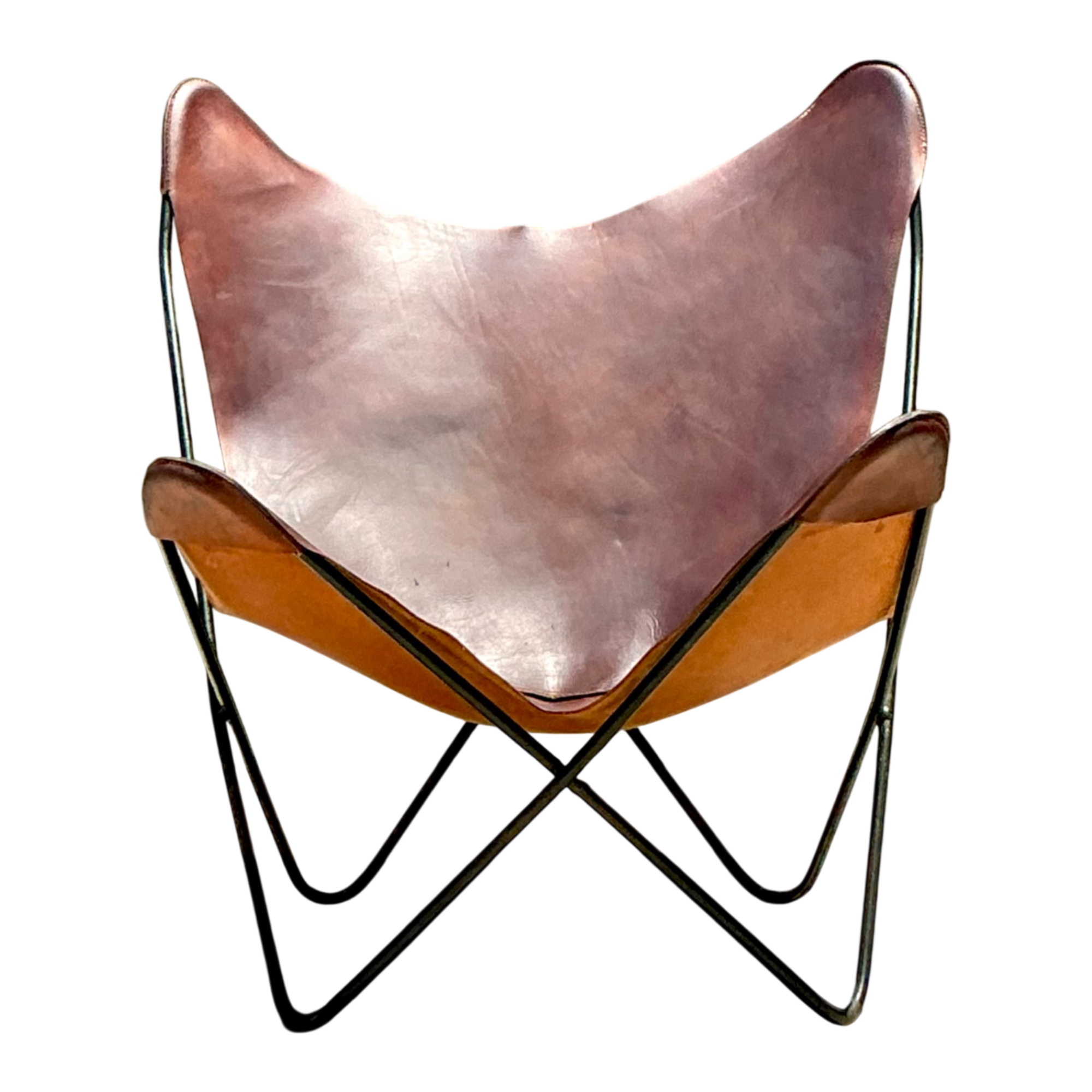 Vintage Leather and Metal Butterfly Chair