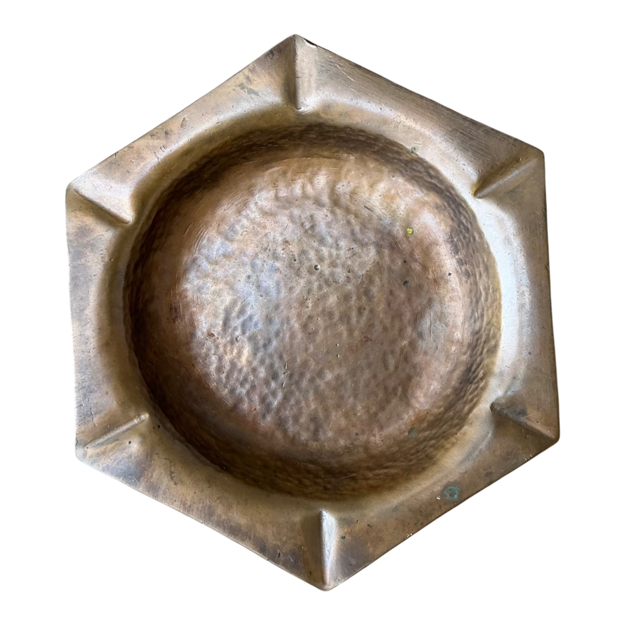 Vintage Hexagonal Hammered Copper Ashtray