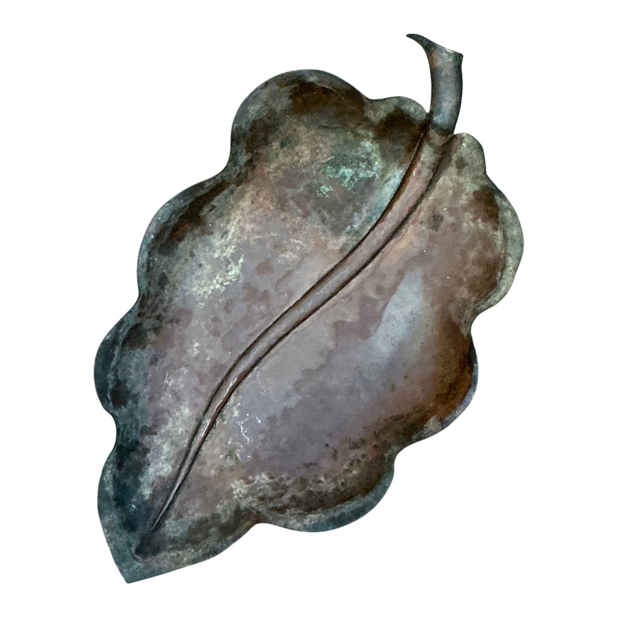 Vintage Italian Patinated Copper Leaf Bowl