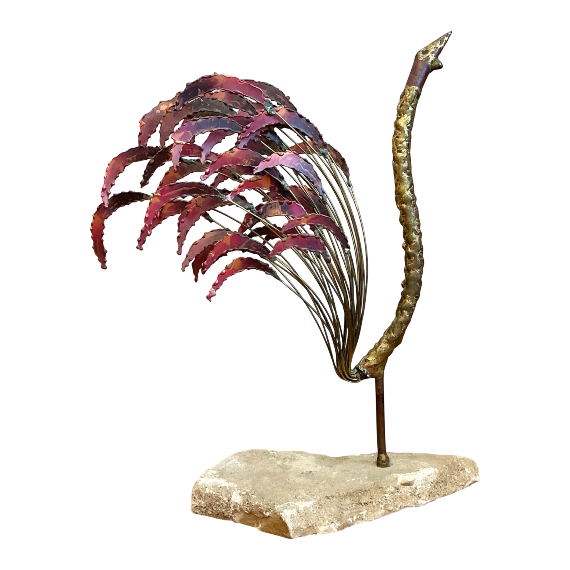 Mid-Century Modern Abstract Metal Rooster Sculpture