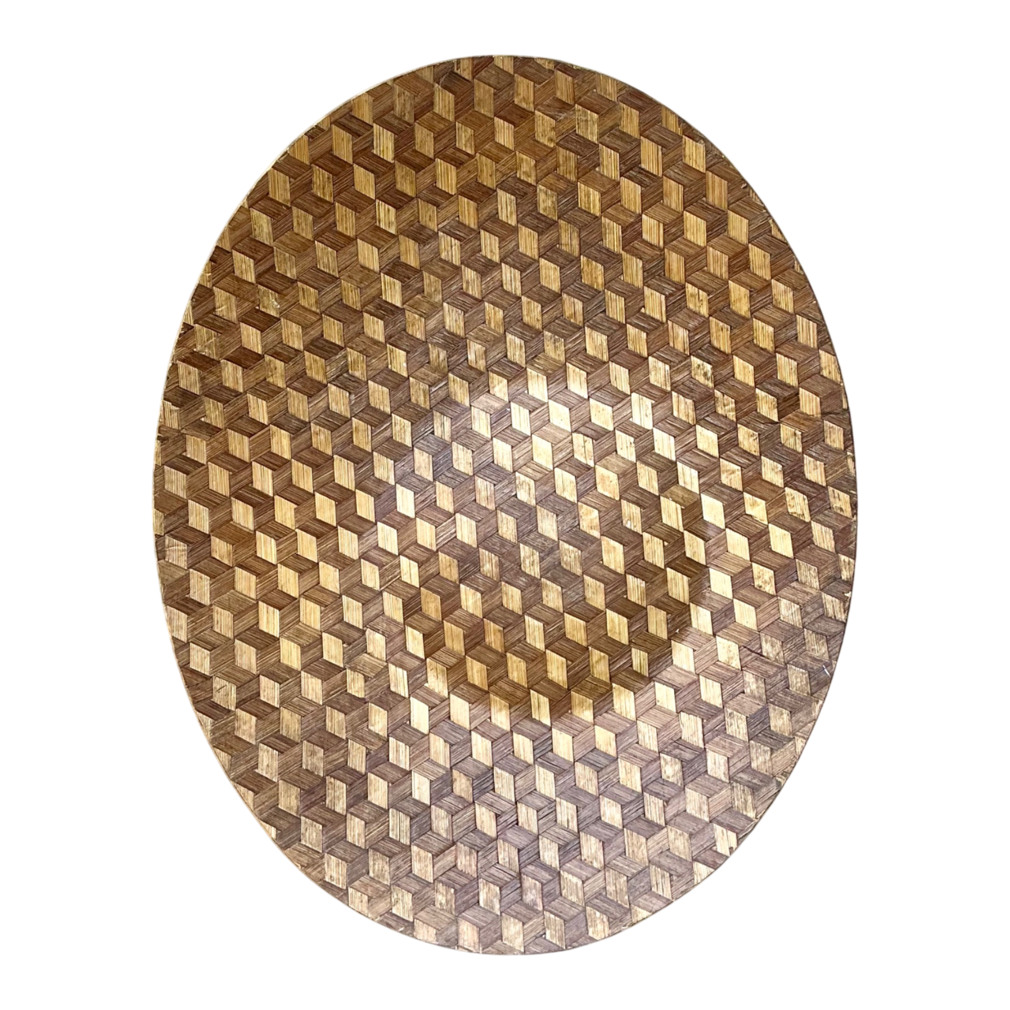 Vintage Geometric Wood Inlay Tray