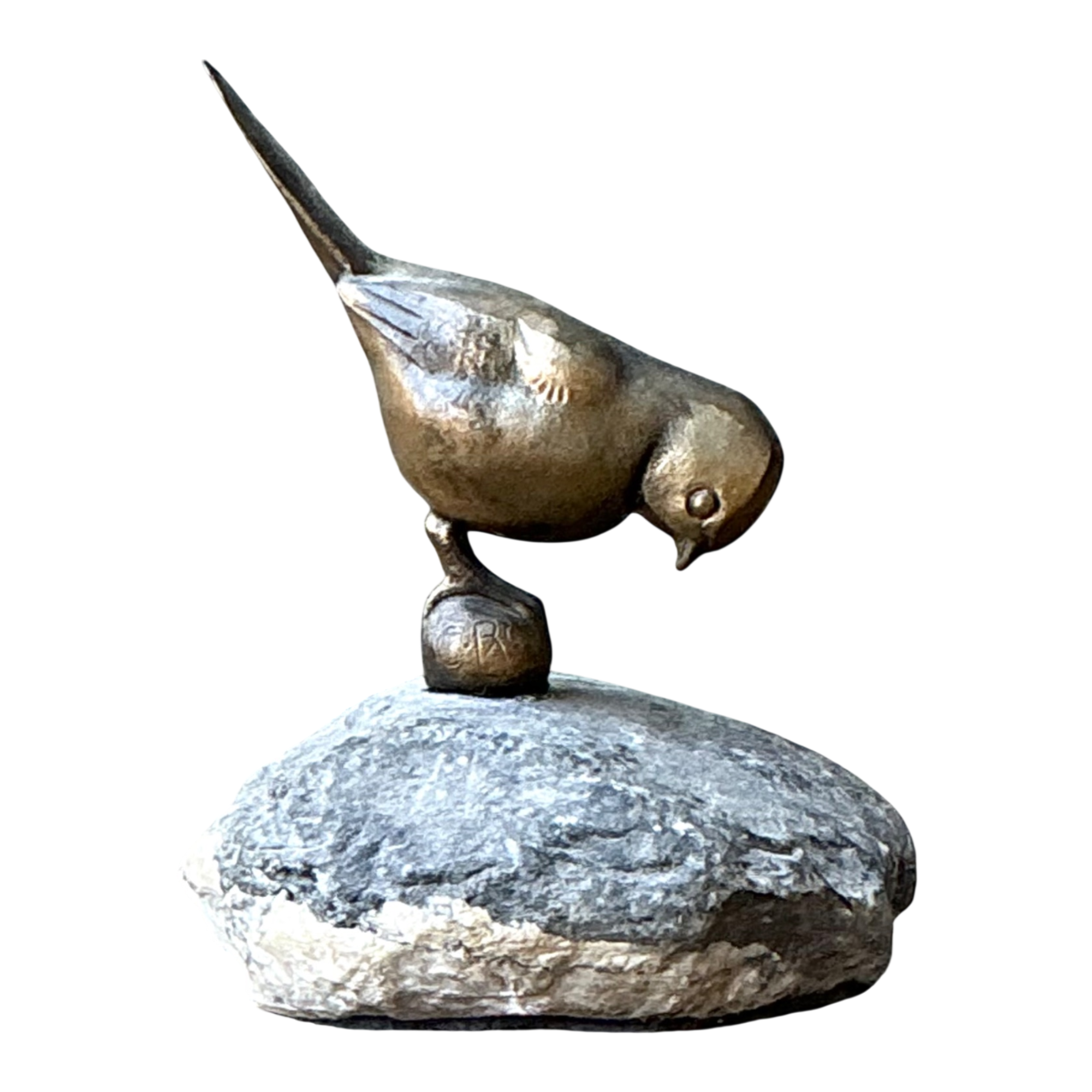 Vintage Bronze Bird Sculpture on Stone Base