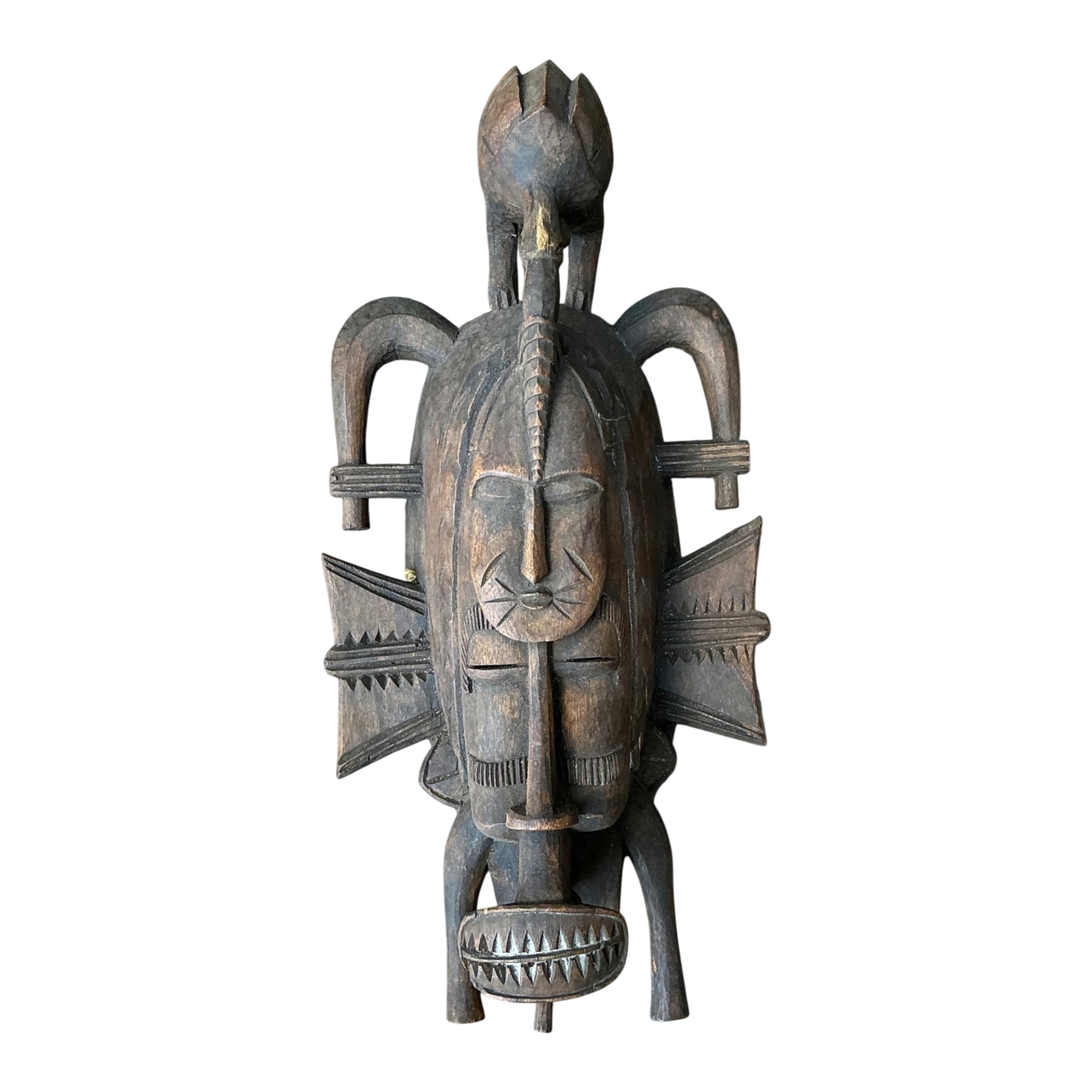 Vintage Tribal Carved Wood Mask