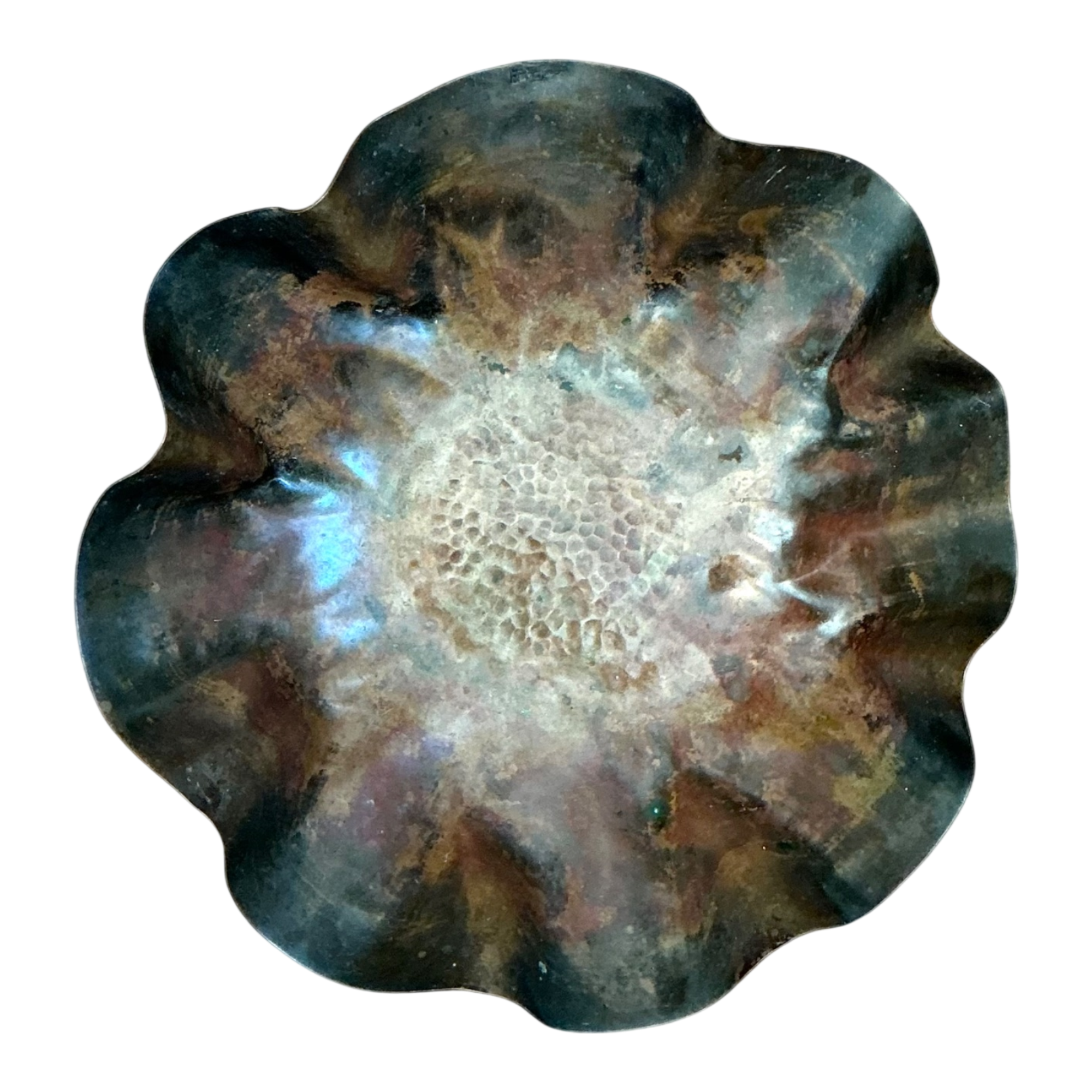 Vintage Scalloped Copper Decorative Bowl