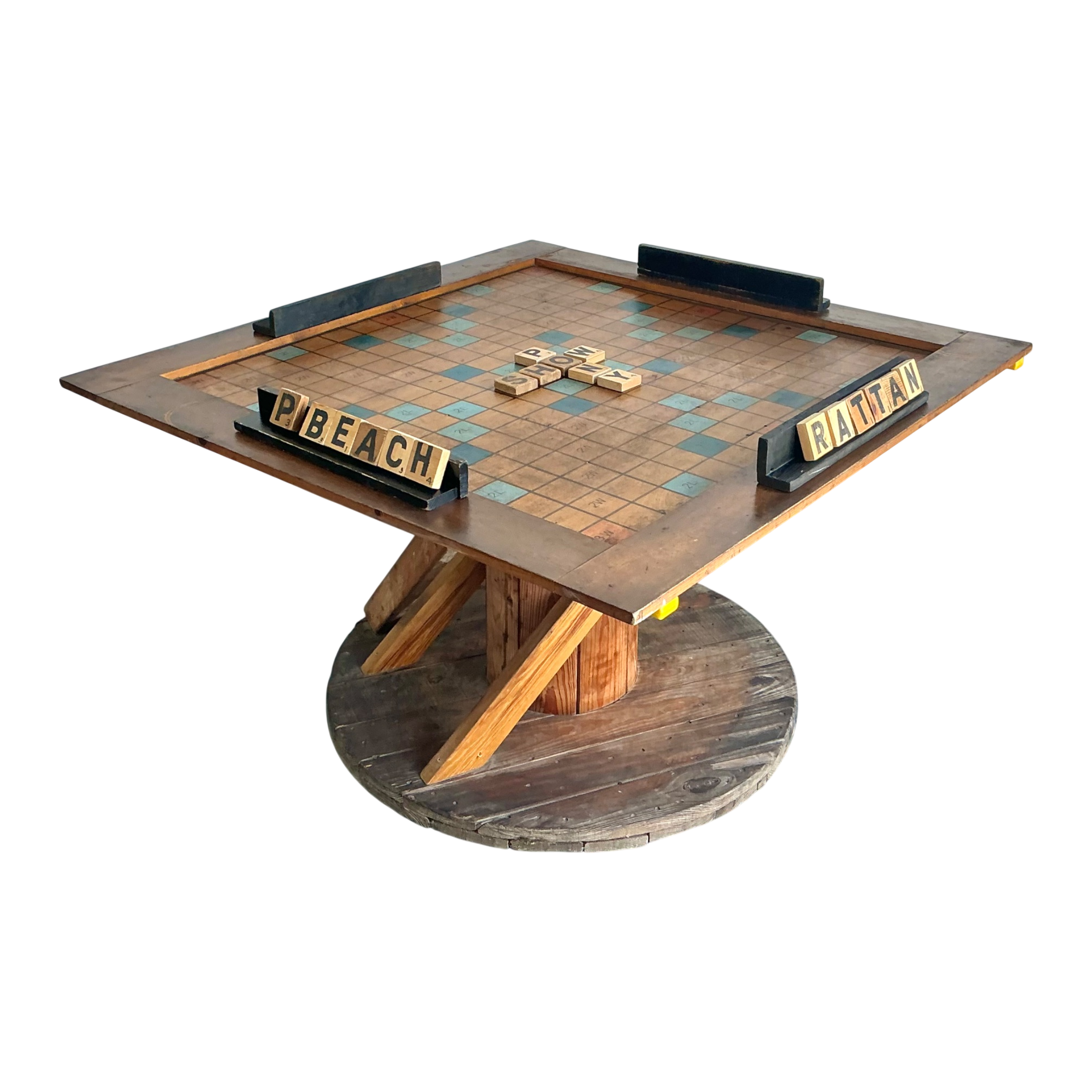 Vintage Monumental Wood Scrabble Board Game Table