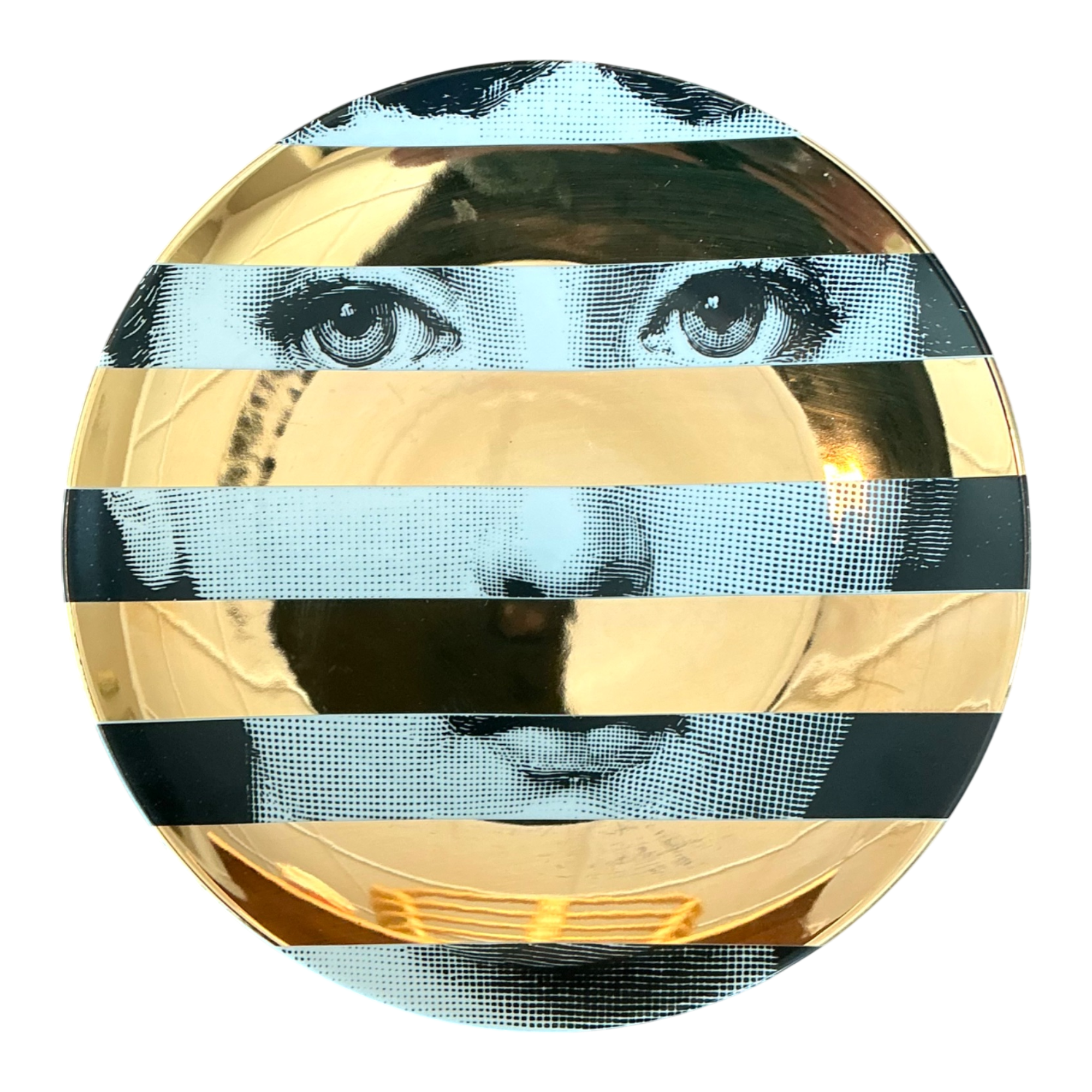 Fornasetti Italian Gold Striped Tema e Variazioni Plate