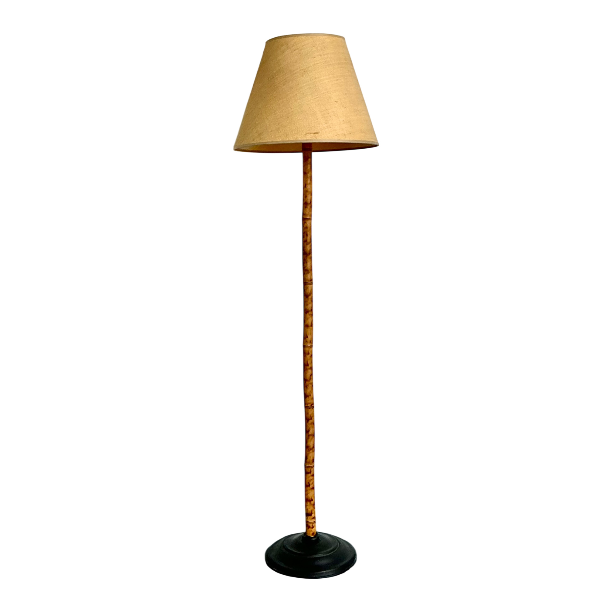 Vintage Bamboo Floor Lamp with Seagrass Shade