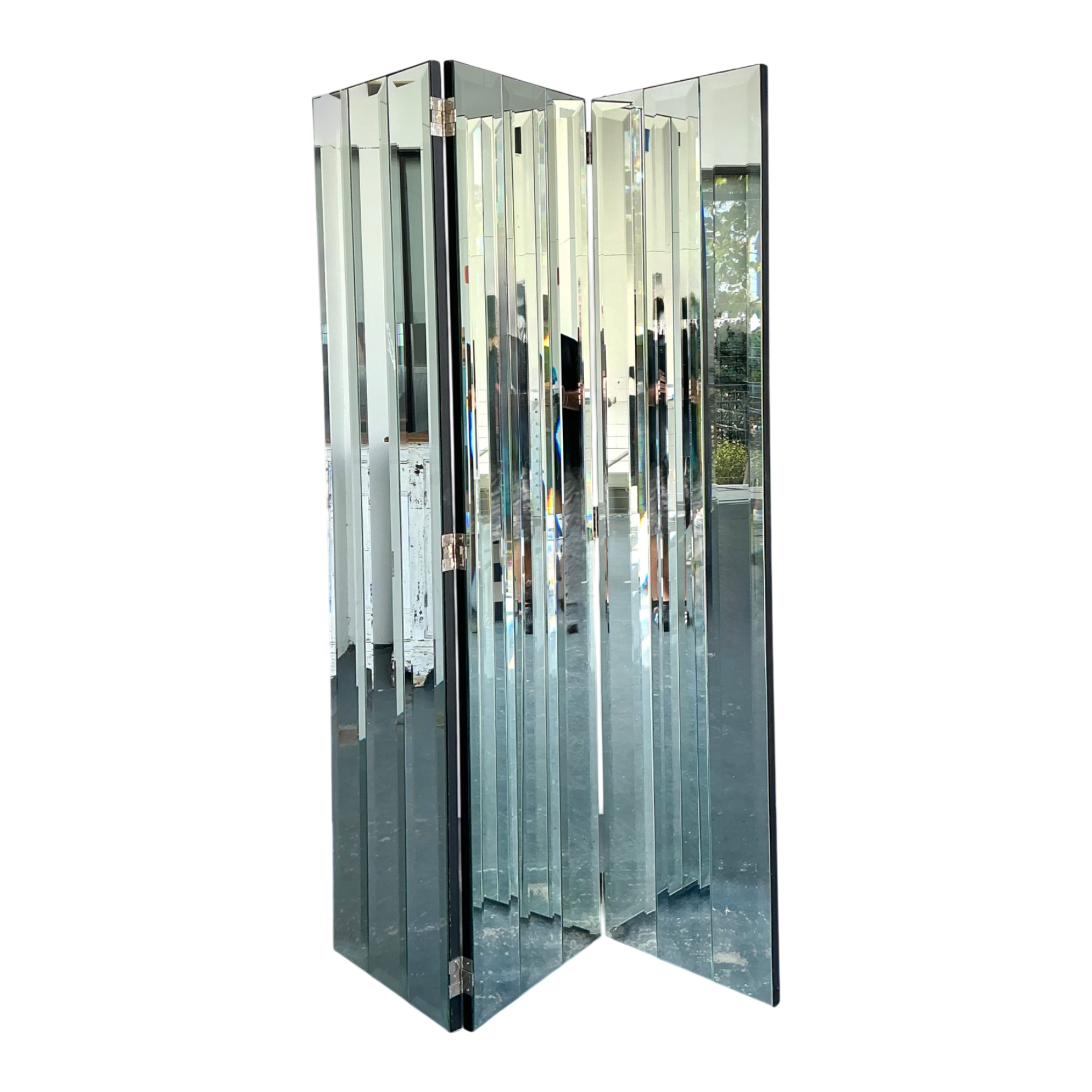 Vintage Beveled Mirrored Folding Screen