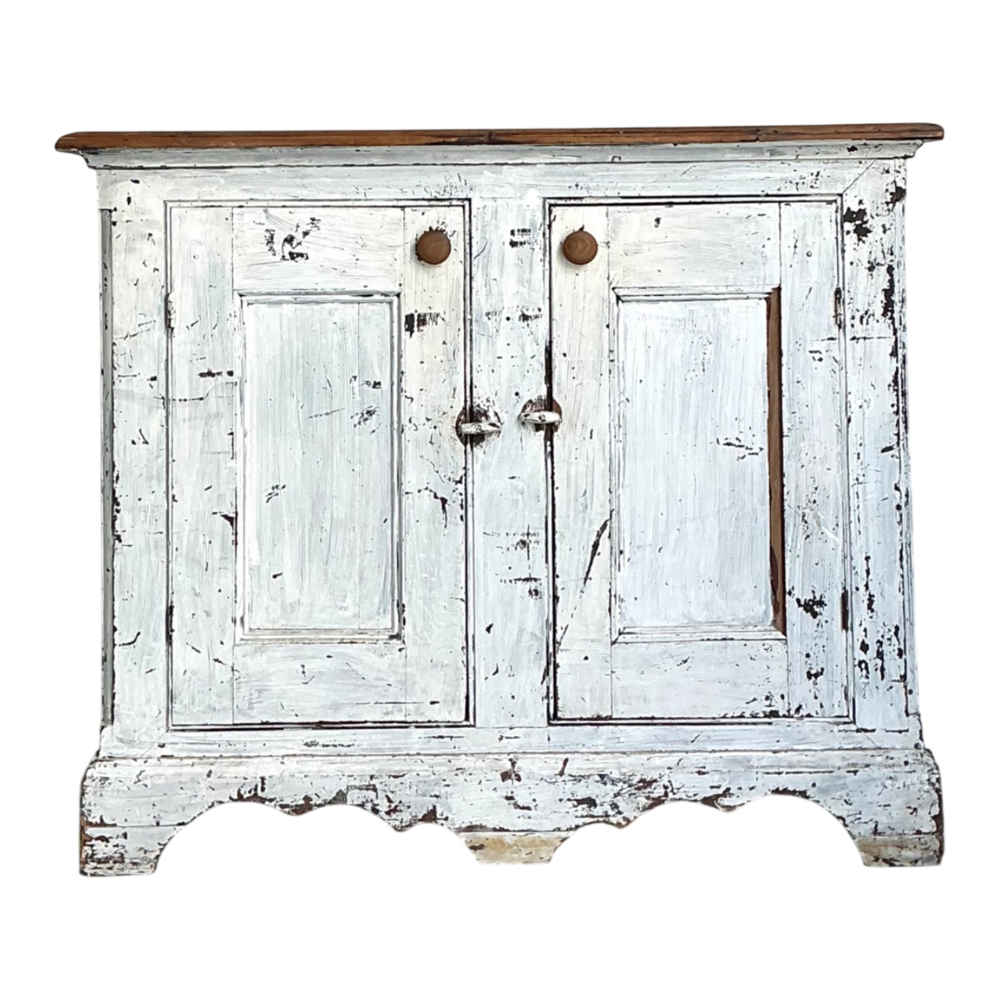 Antique White Distressed Wooden Primitive Sideboard