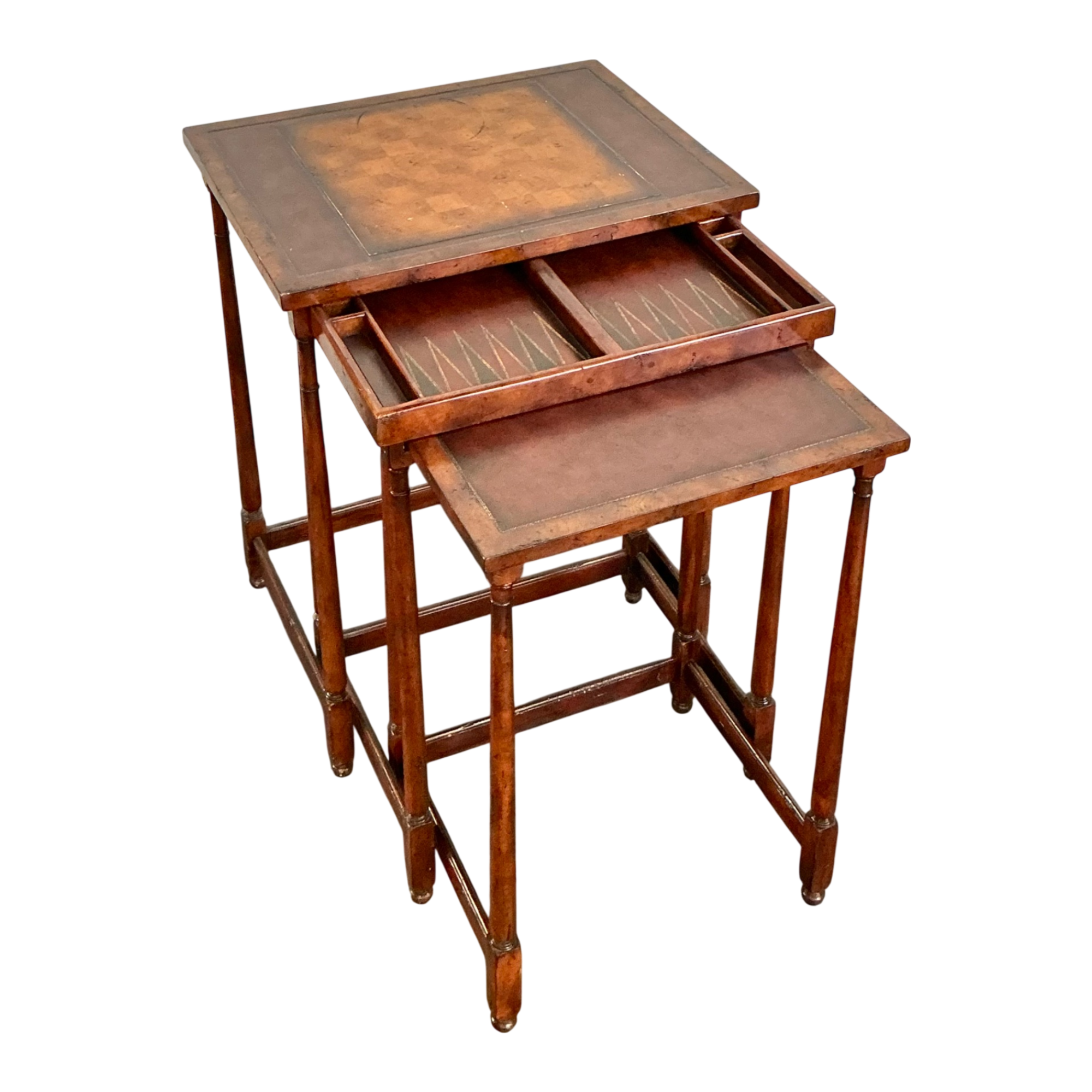 Vintage Theodore Alexander Wood Nesting Tables with Game Boards