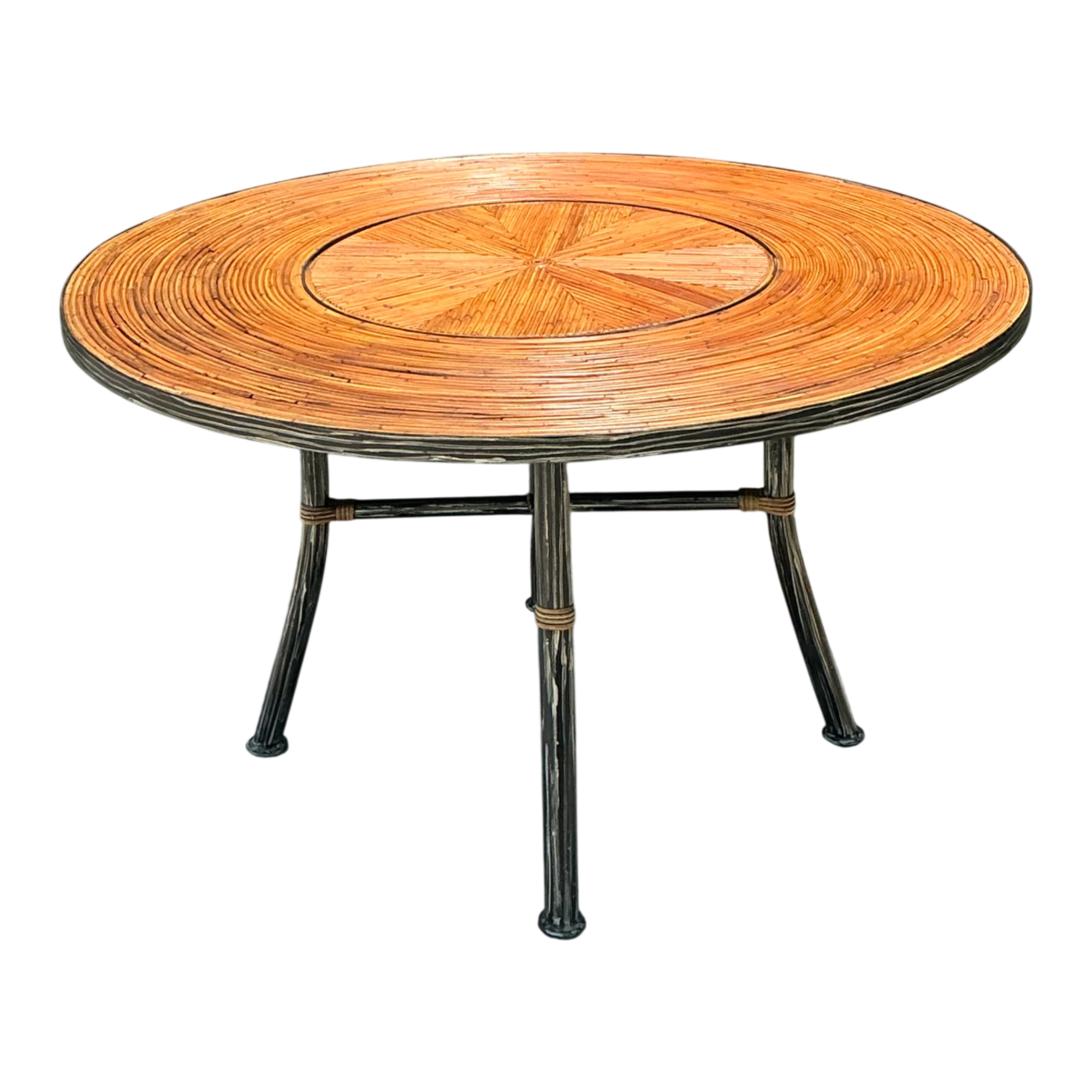 Vintage Pencil Reed and Metal Dining Table