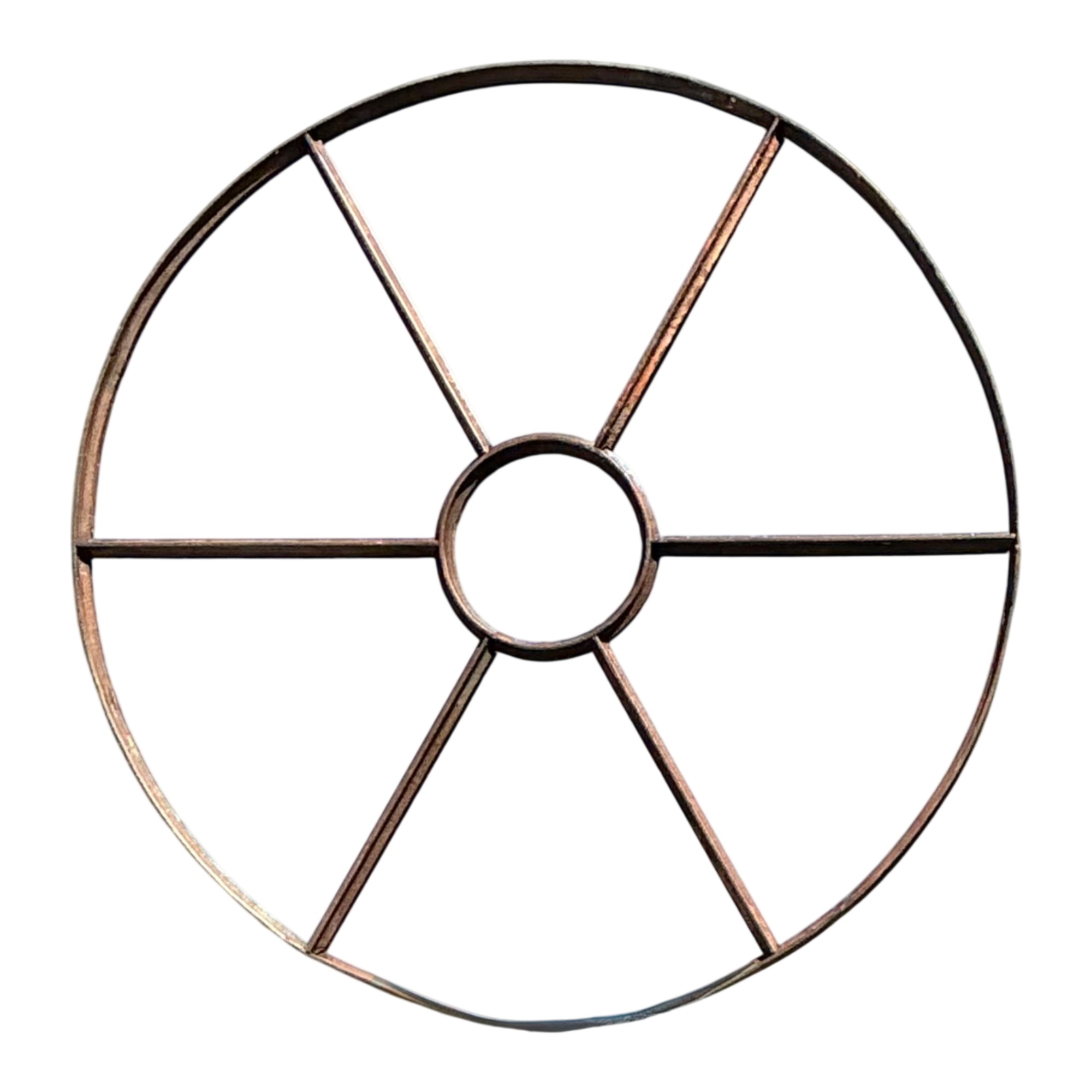 Vintage Wrought Iron Round Windowpane Mirror