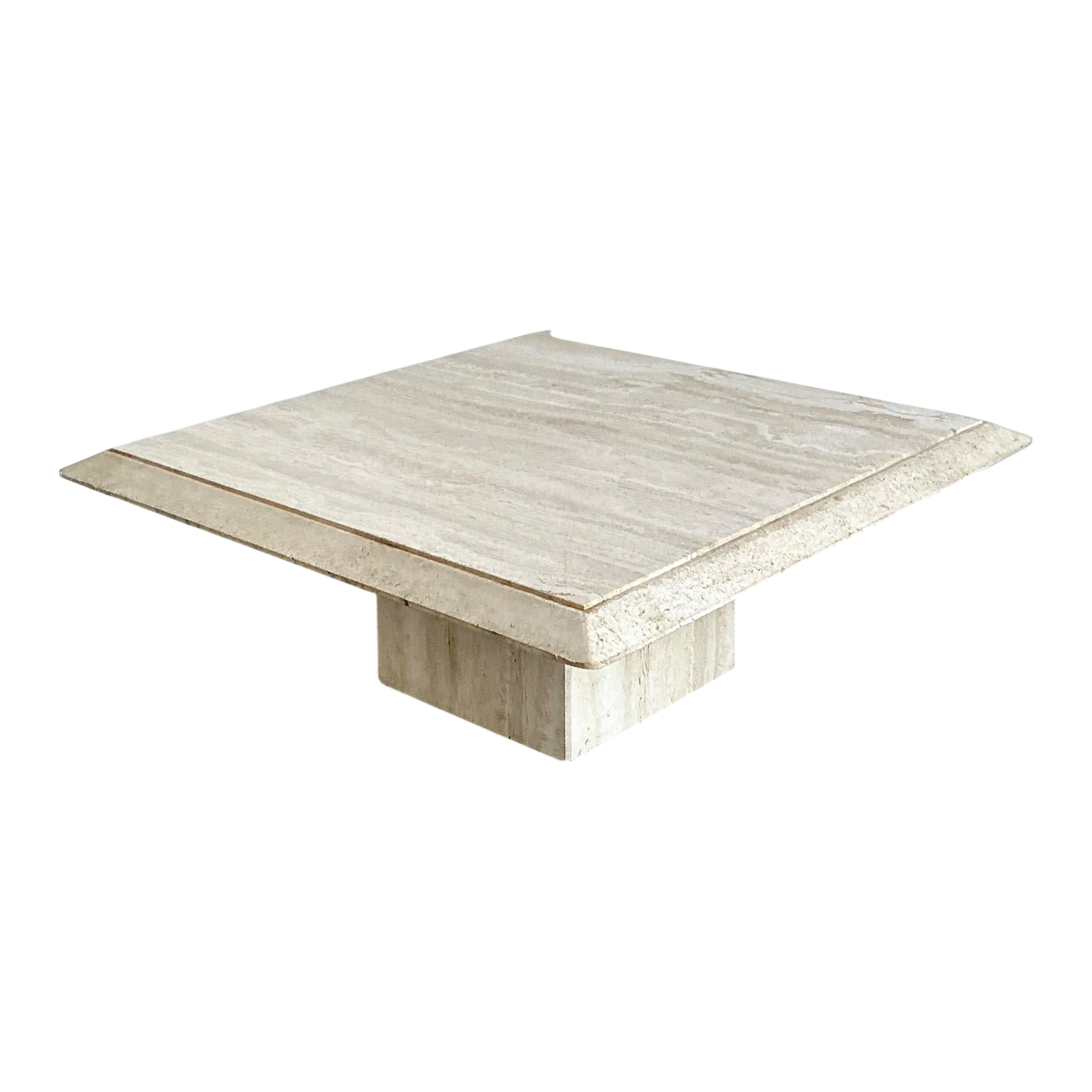Vintage Italian Stone International Travertine Pedestal Coffee Table