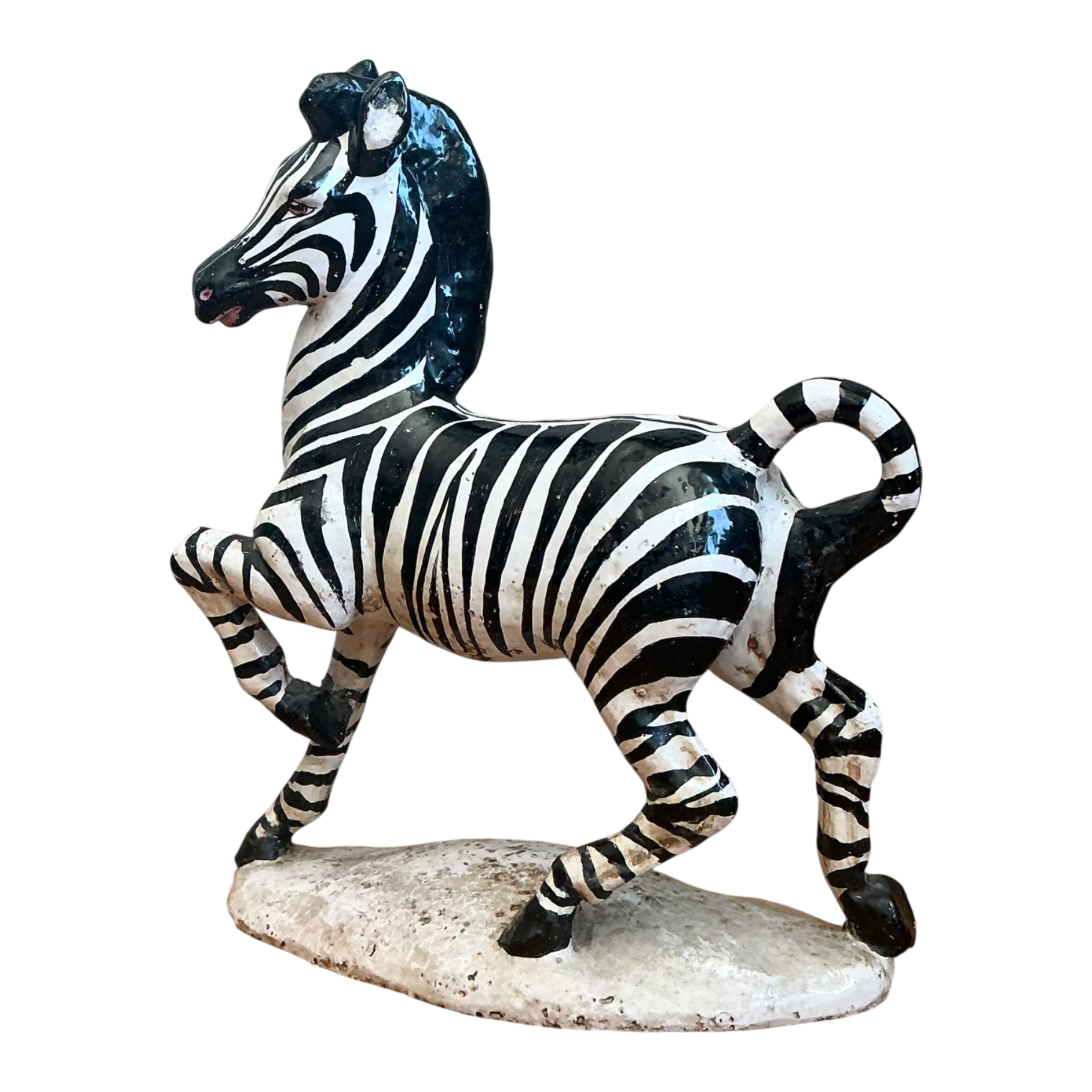 Vintage Italian Ceramic Zebra Sculpture