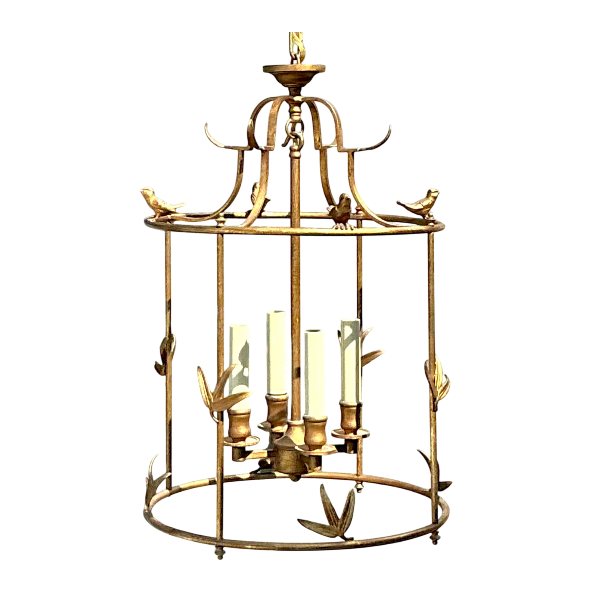 Vintage E.F. Chapman Diego Gilt Bird Lantern For Visual Comfort