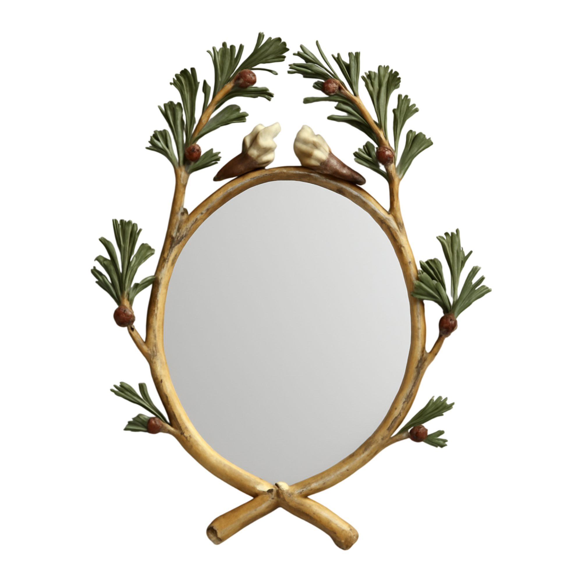 Vintage Carvers Guild “Chickadees In Pine Bough” Mirror