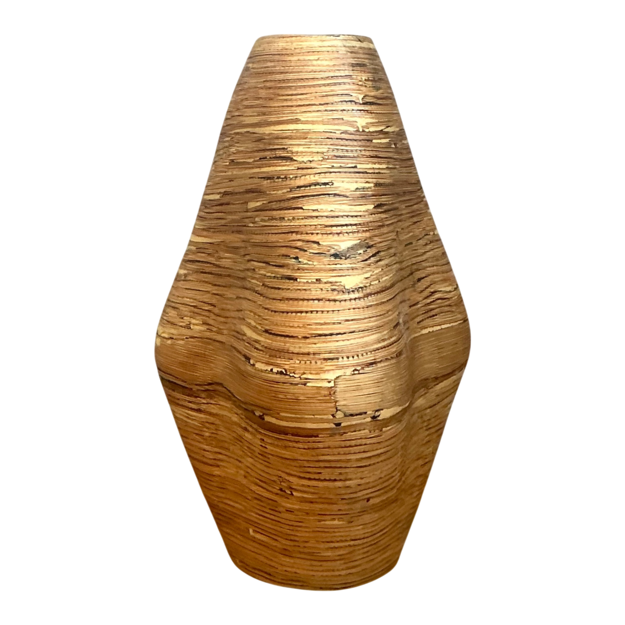 Vintage Textured Wood Decorative Vase