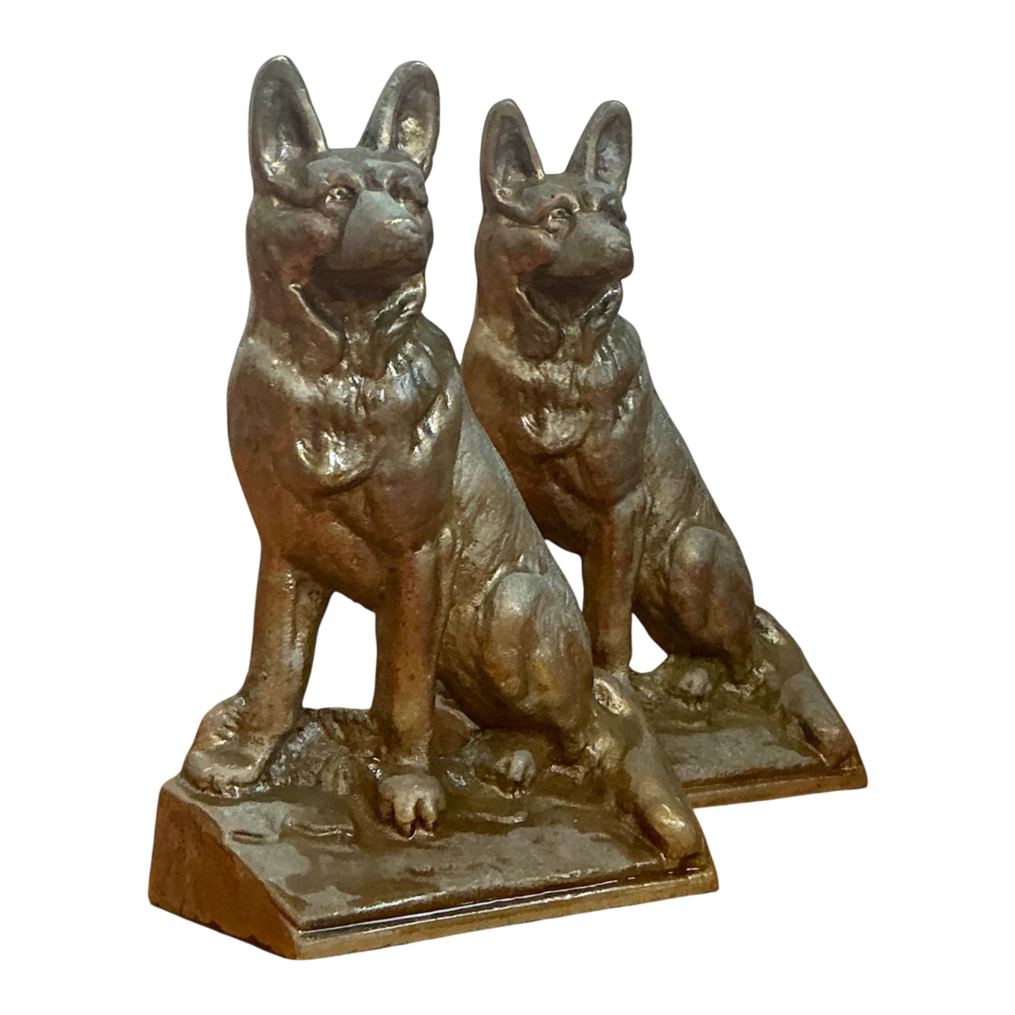 Vintage Bronze Dog Bookends - A Pair