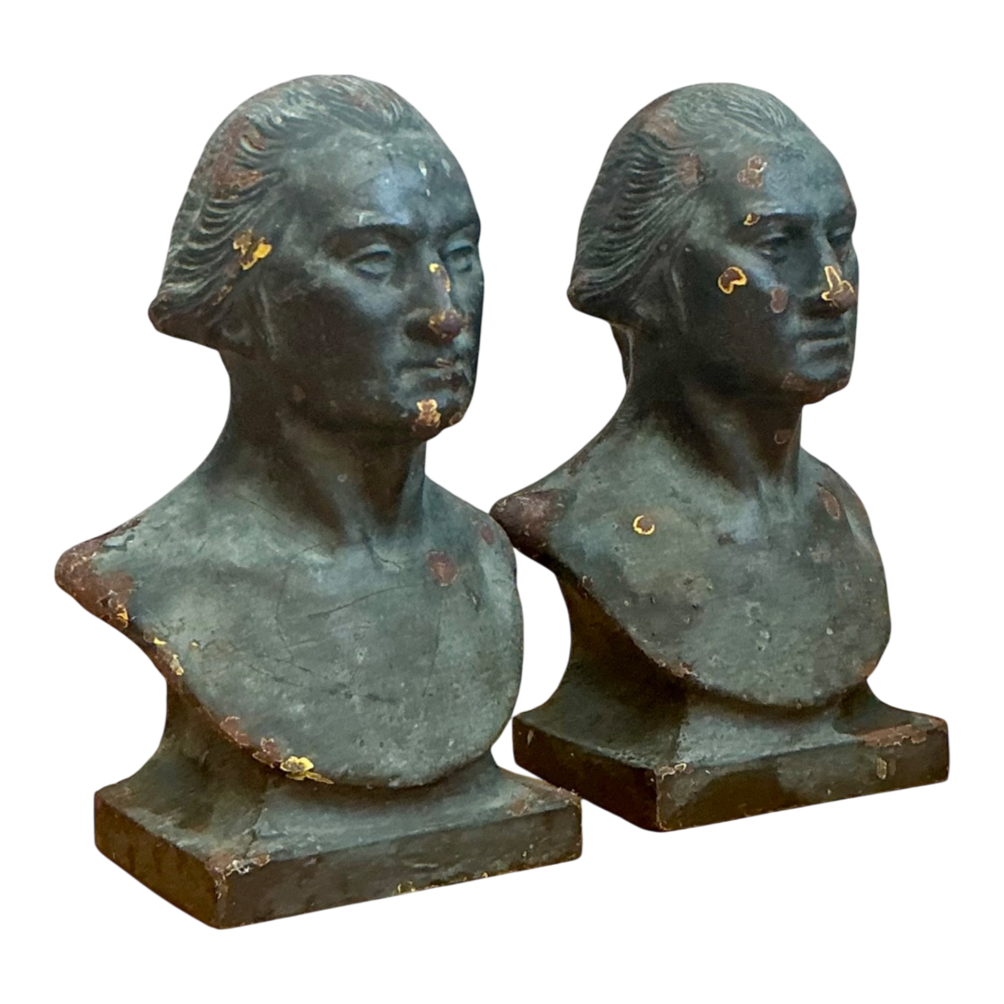 Vintage Patinated Bronze Busts Of George Washington -  A Pair