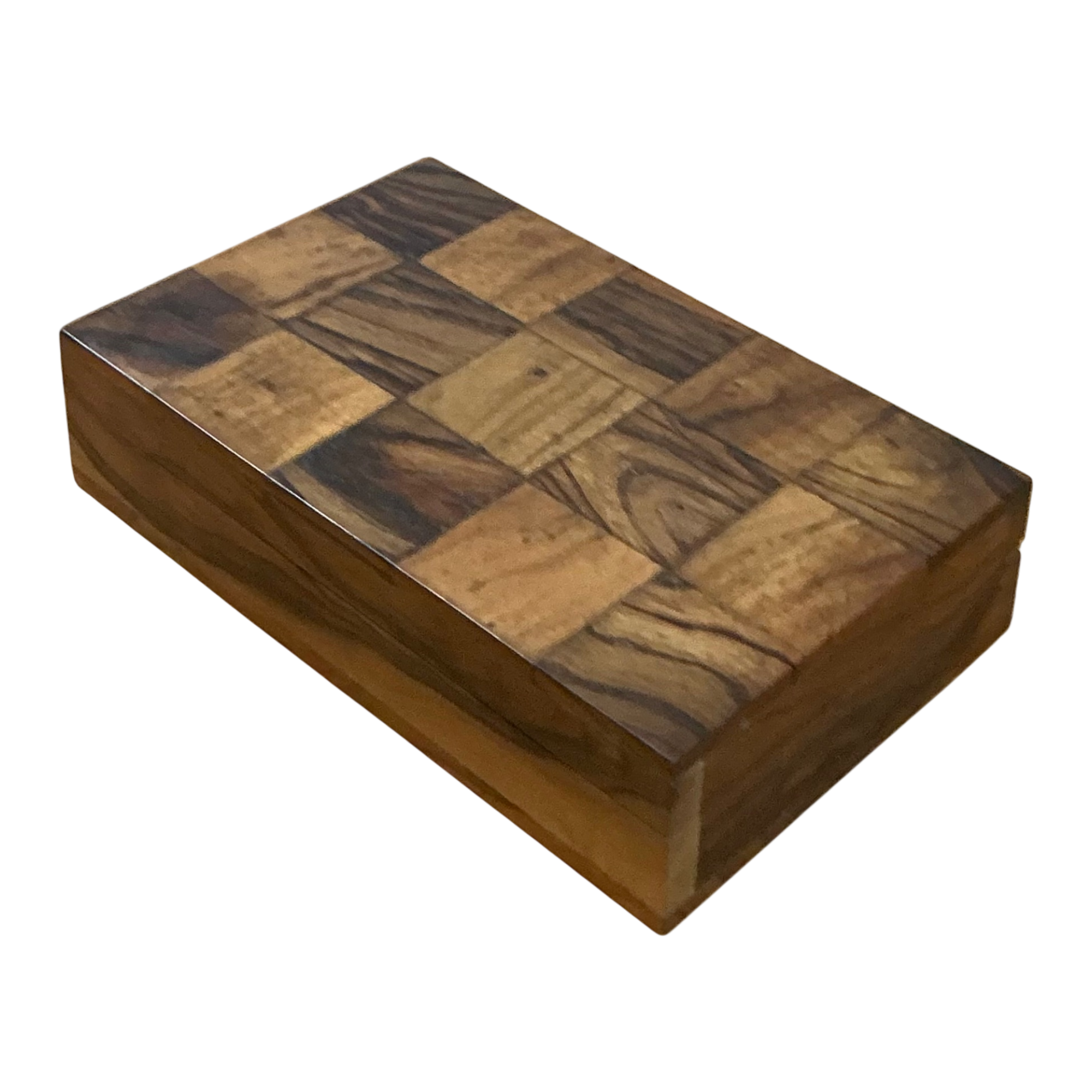 Vintage Checkered Wood Decorative Box