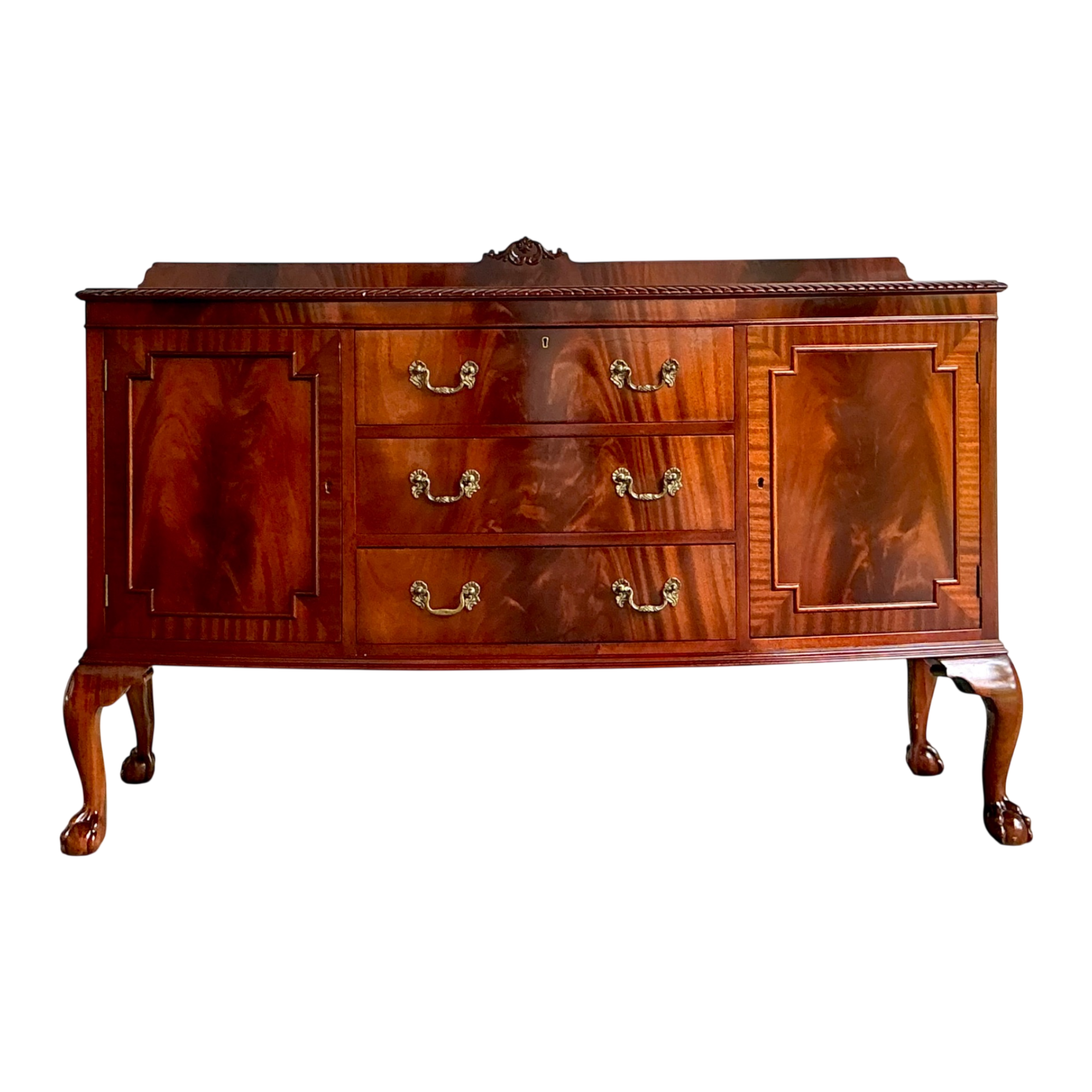 Vintage Flame Mahogany Chippendale Sideboard