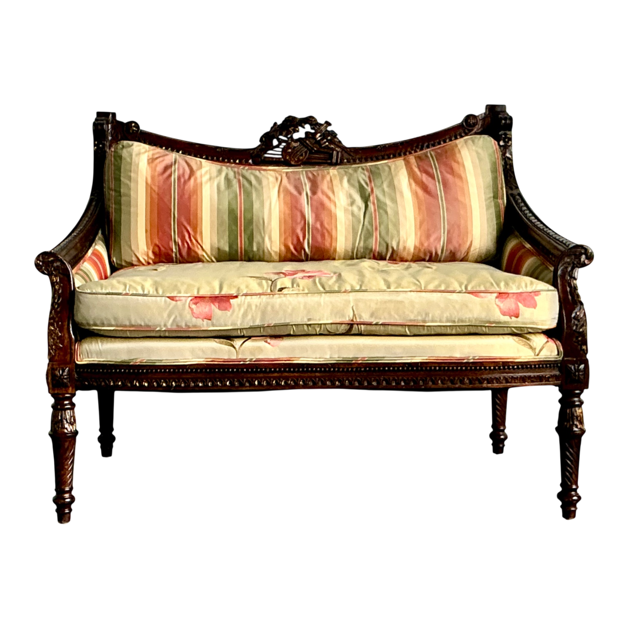 Vintage Louis XVI Carved Canape Settee