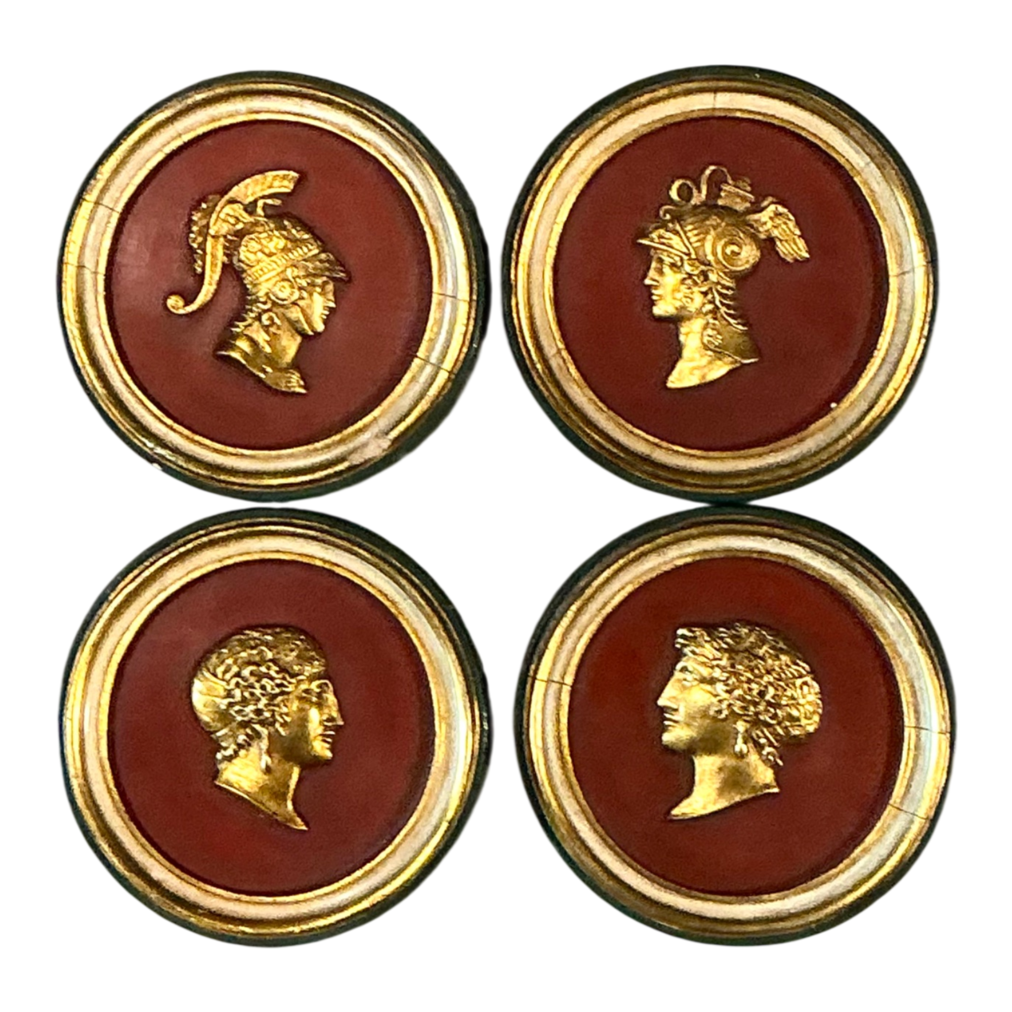 Vintage Grand Tour Wooden Profile Medallions - Set Of 4