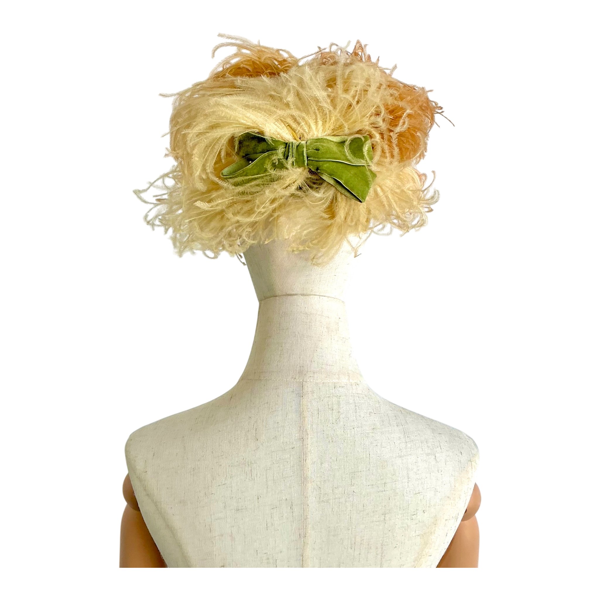 Vintage Feather Hat with Decorative Velvet Bow