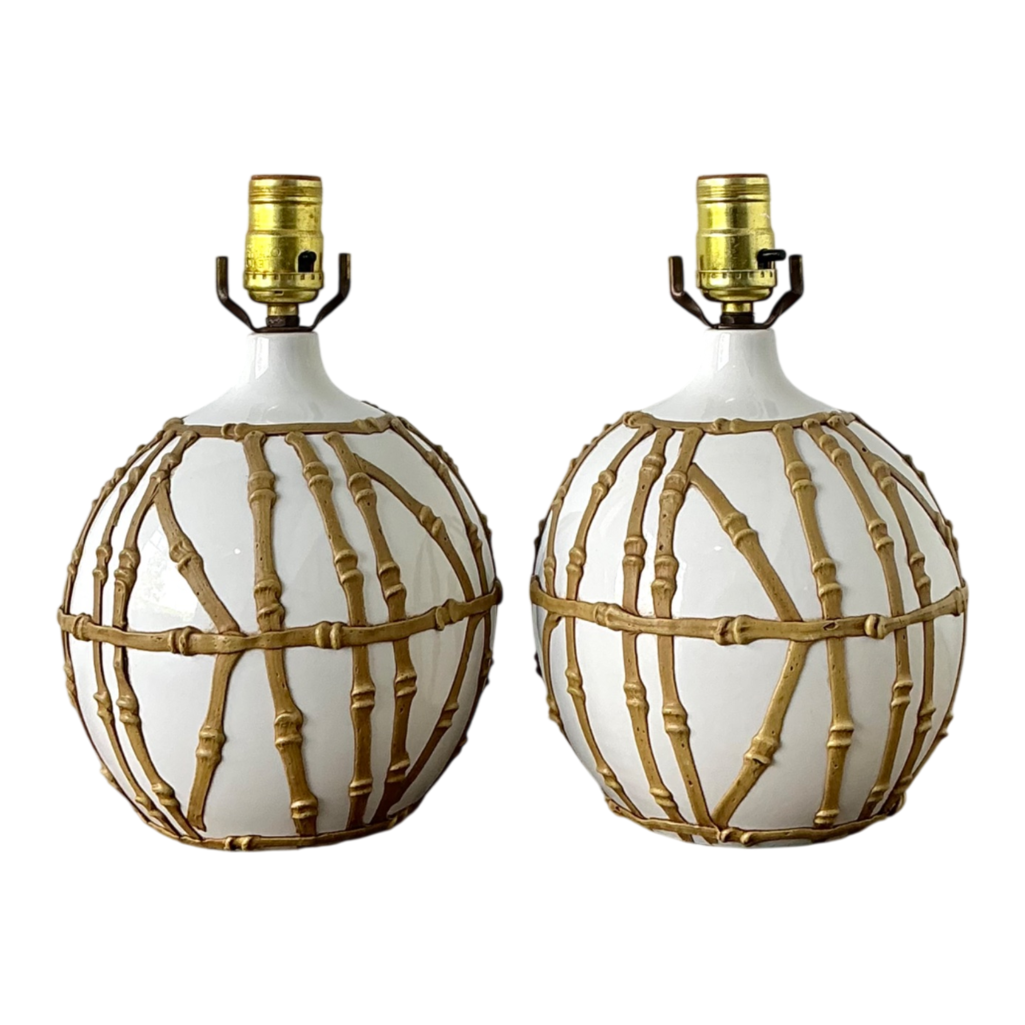Vintage Glazed Ceramic Icing Lamps - A Pair
