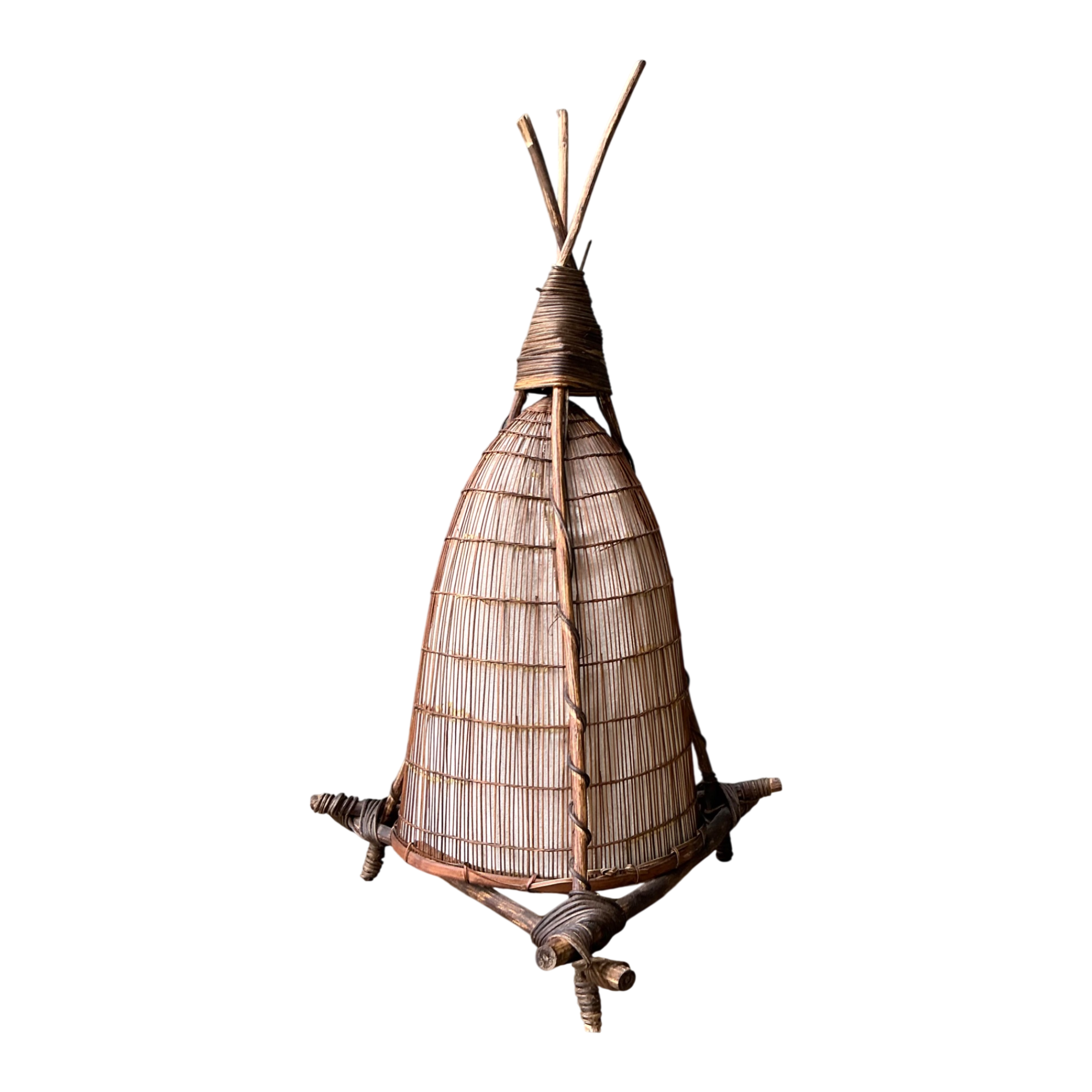 Vintage Japanese Woven Reed Table Lamp
