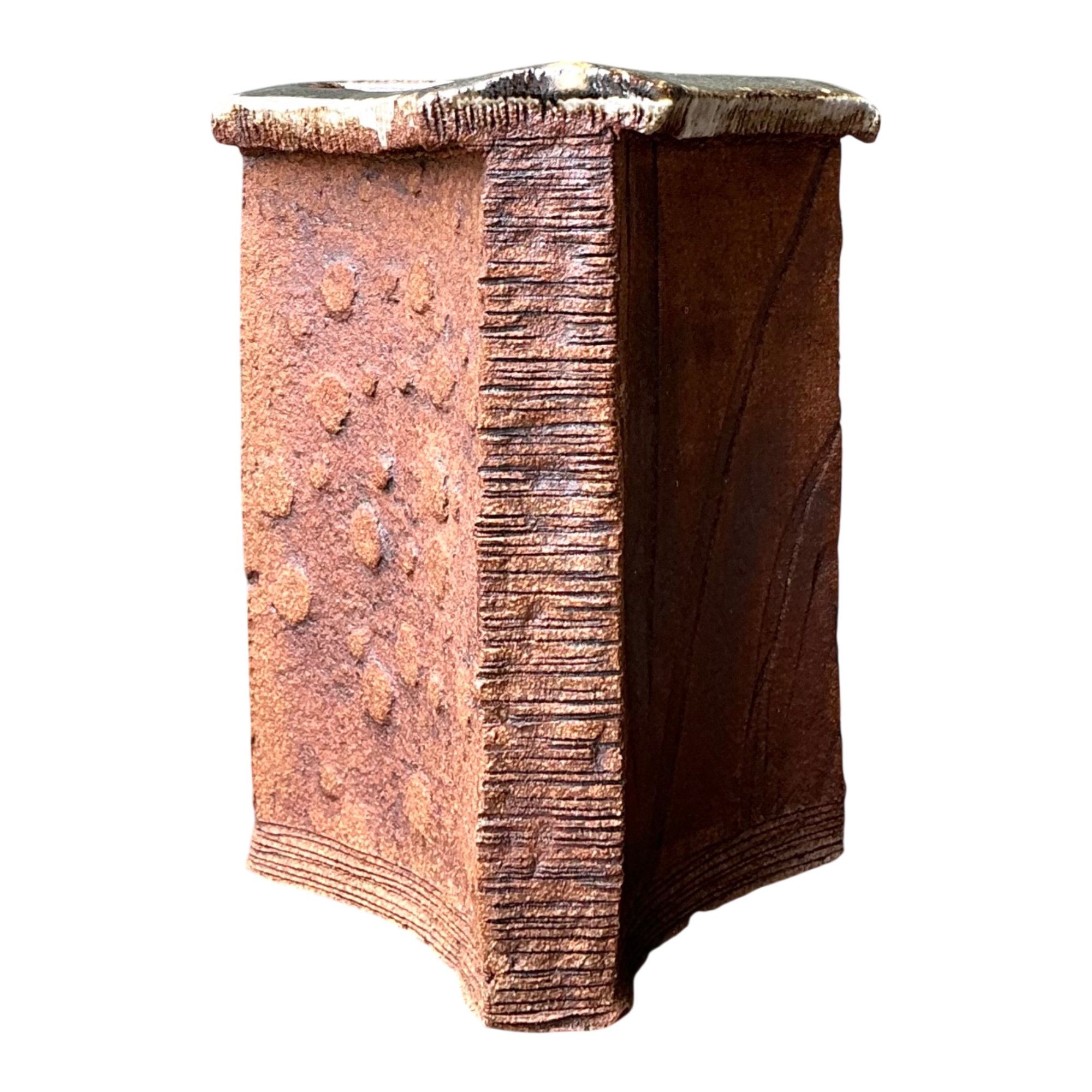 Vintage Original Studio Pottery Three Sided Vase