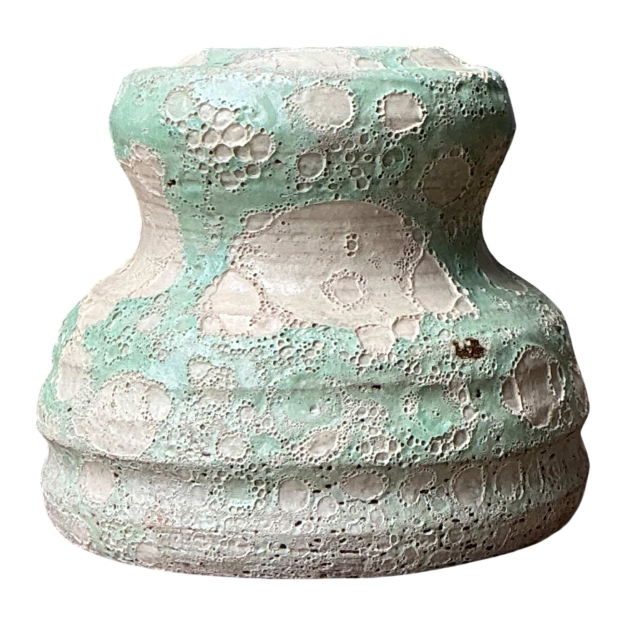 Vintage Textured Green Ceramic Vase