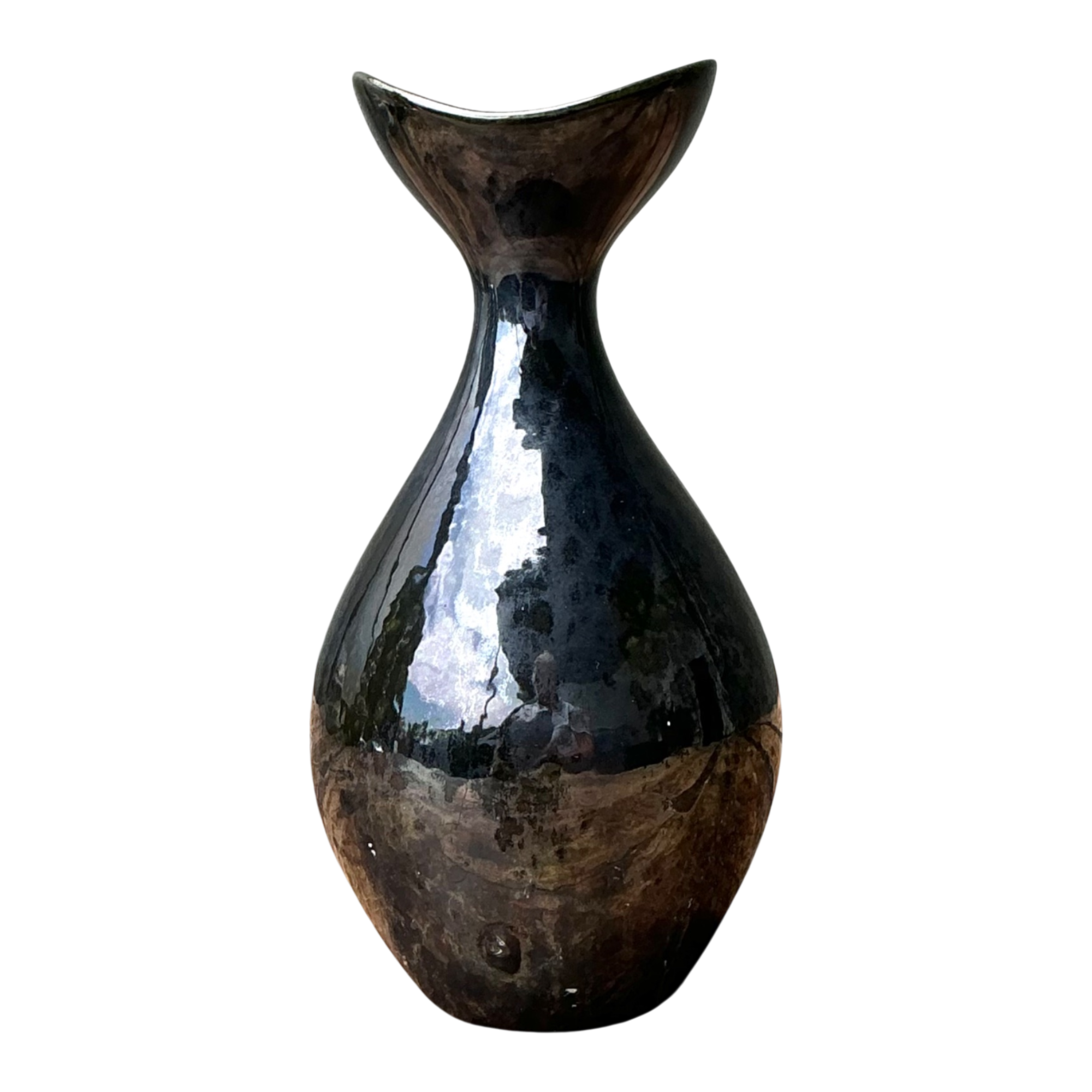 Vintage Black Glazed Ceramic Vase