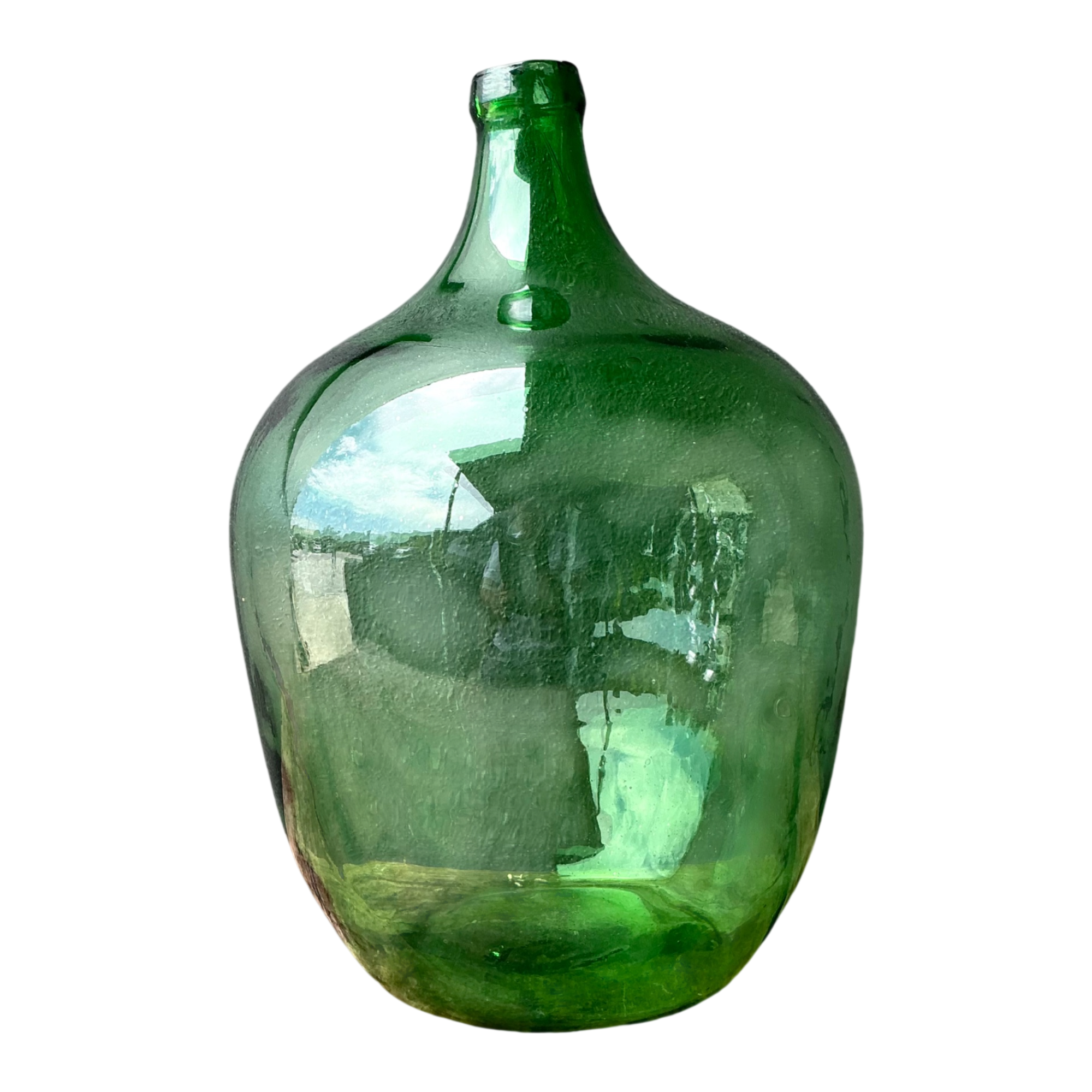 Vintage Green Glass Demijohn Bottle