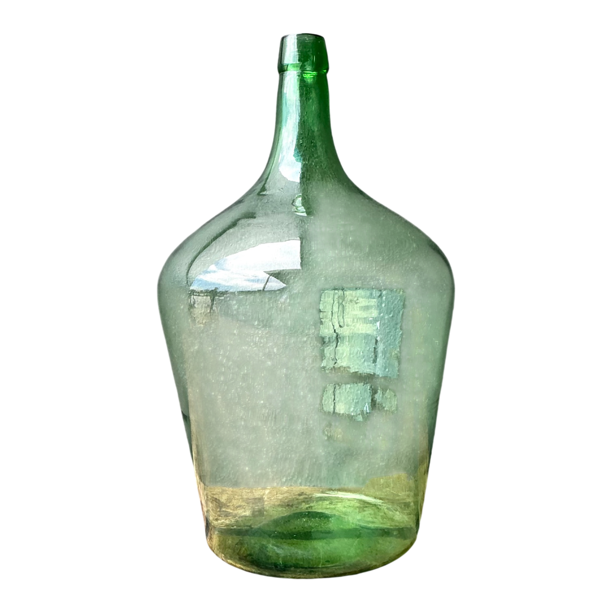 Vintage Green Glass Demijohn Bottle