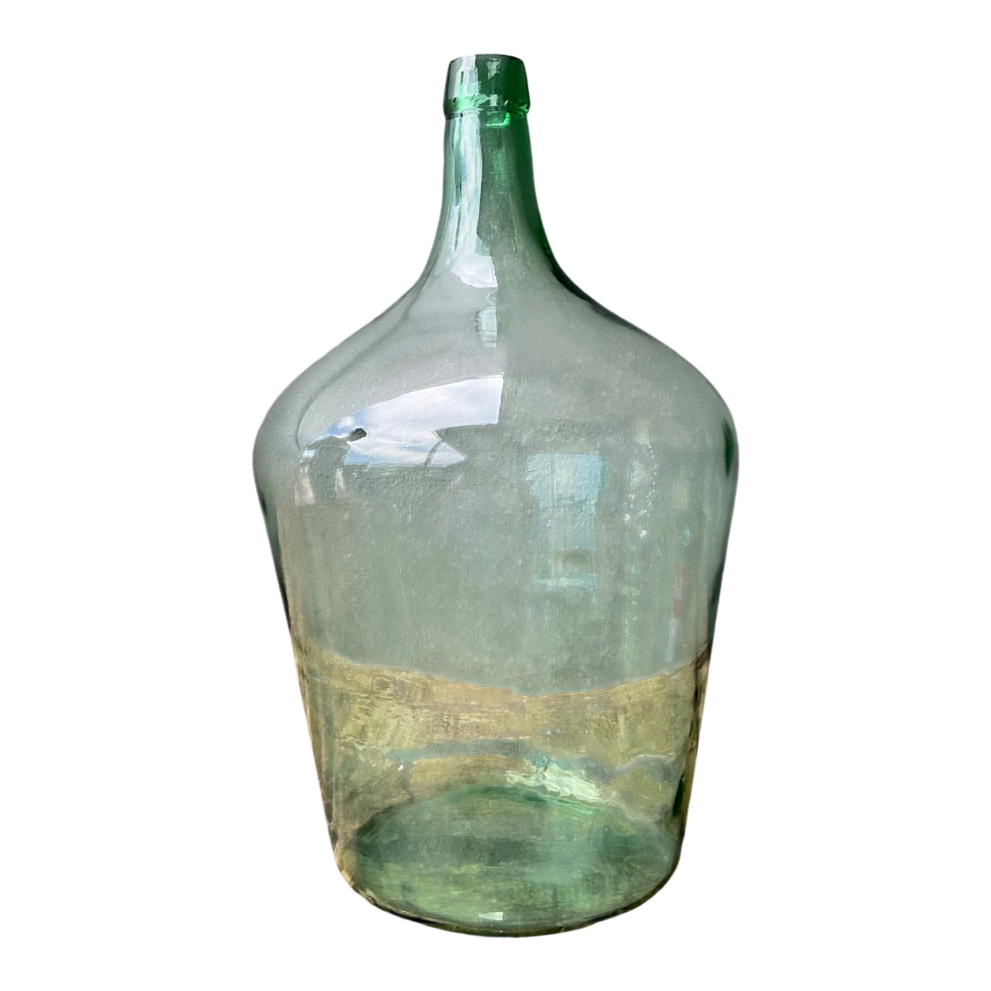 Vintage Green Glass Demijohn Bottle