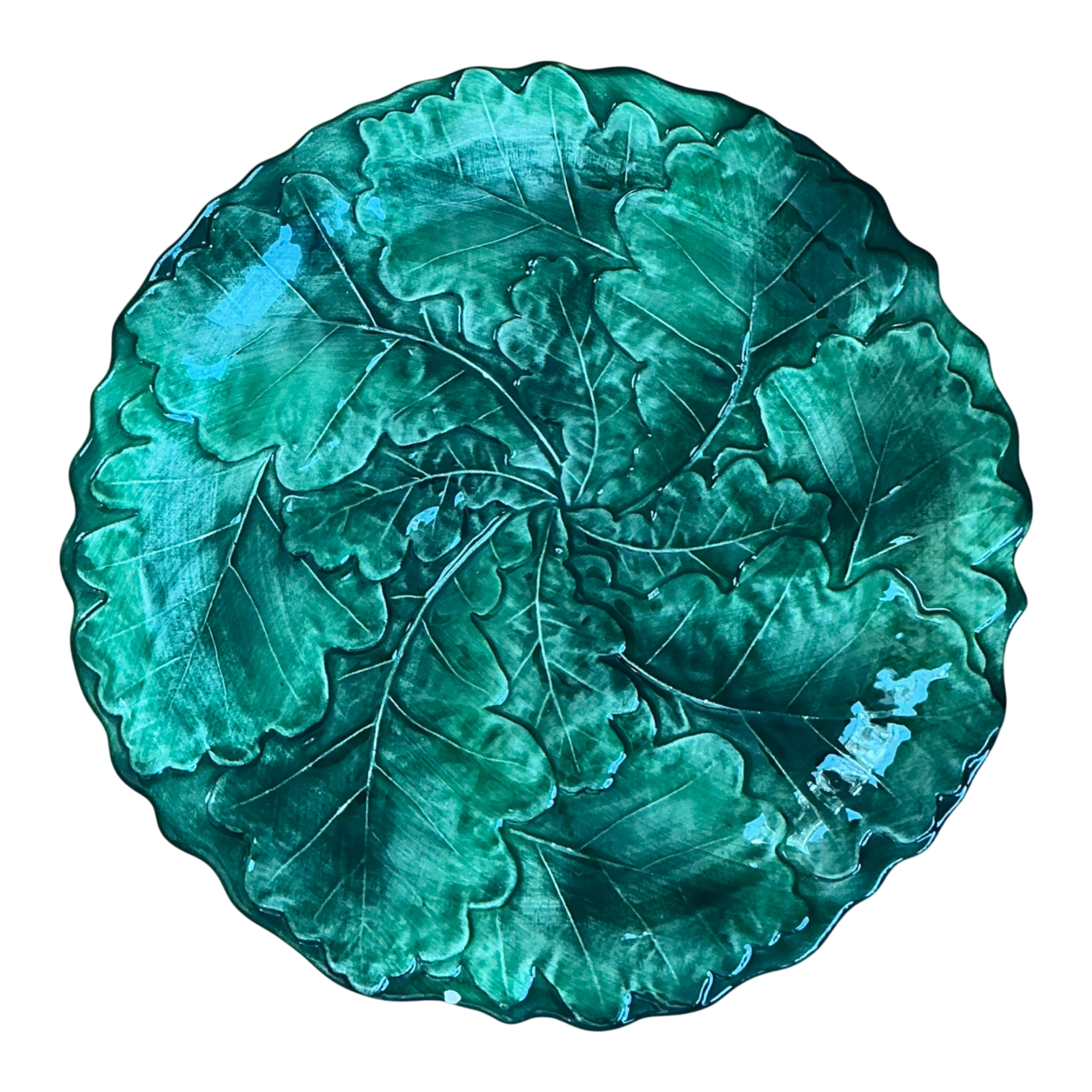 Vintage Bordallo Pinheiro Green Cabbage Leaf Platter