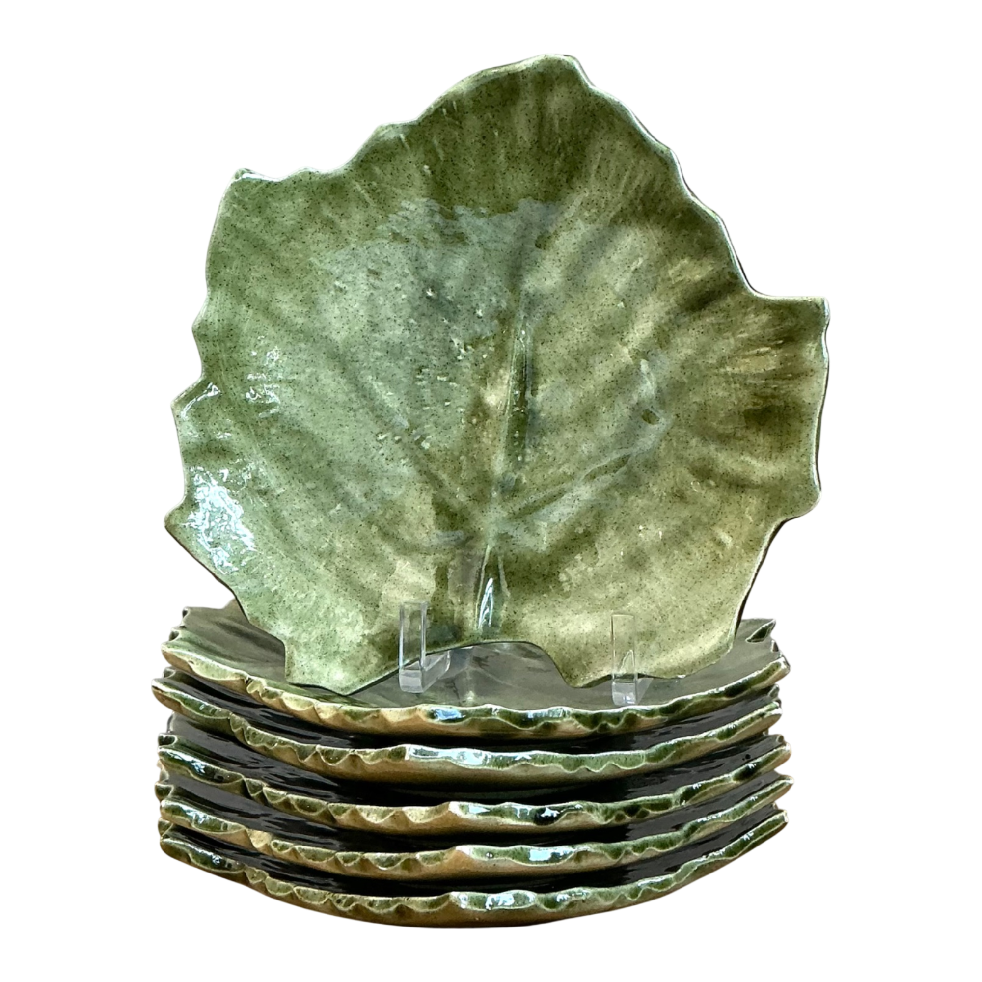 Vintage Glazed Ceramic Leaf Plates