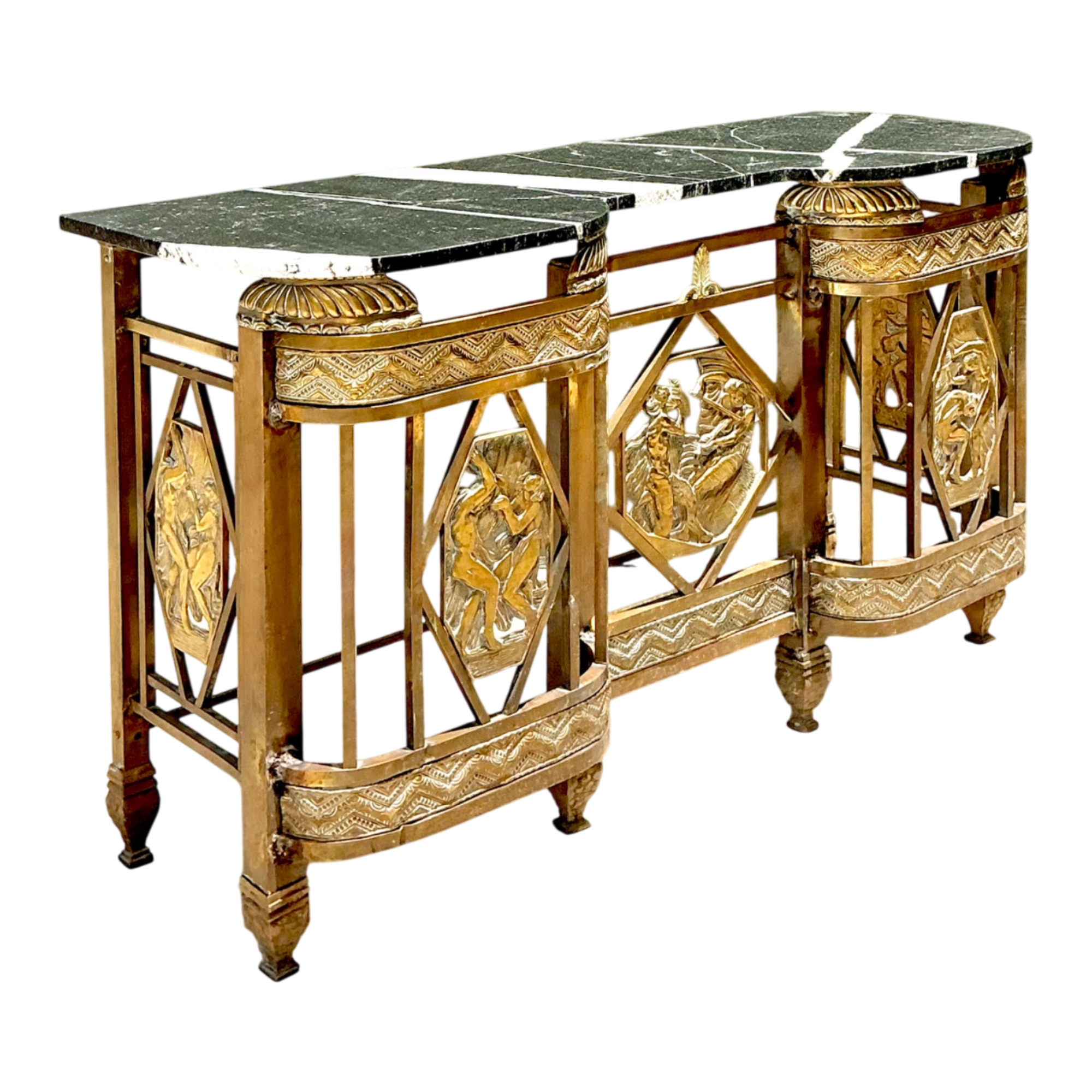 Vintage 1930s Deco Bronze Medallion Console
